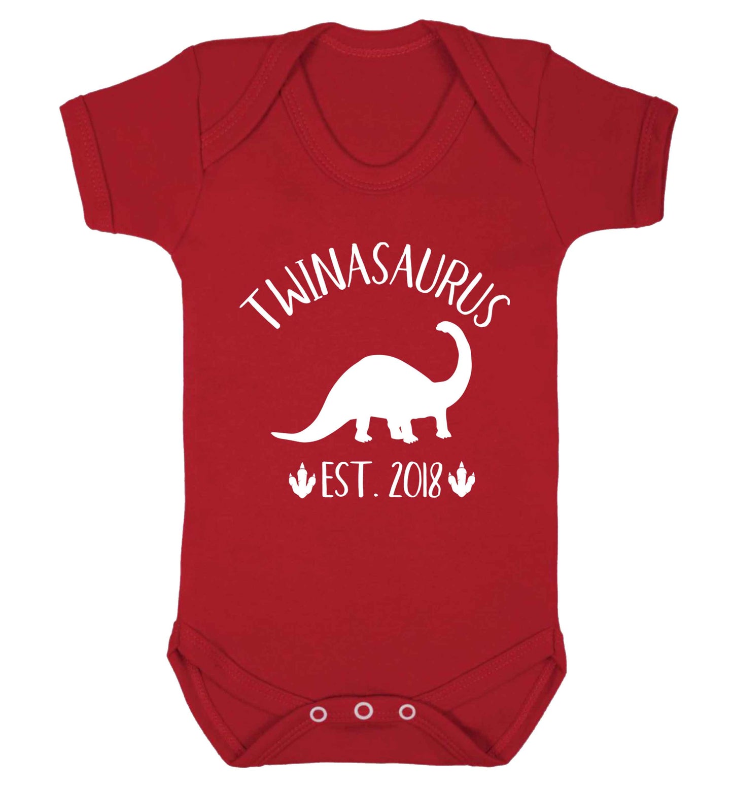 Personalised twinasaurus since (custom date) Baby Vest red 18-24 months