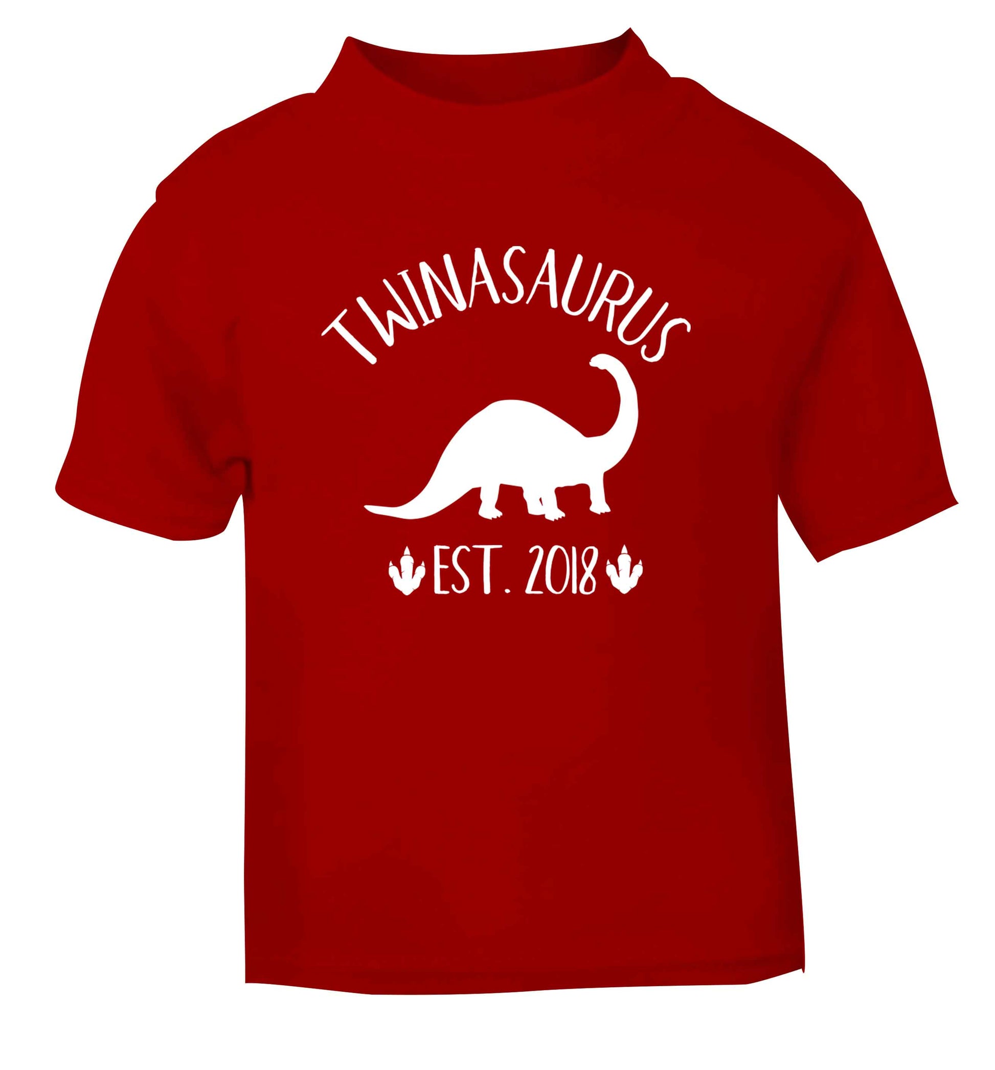 Personalised twinasaurus since (custom date) red Baby Toddler Tshirt 2 Years