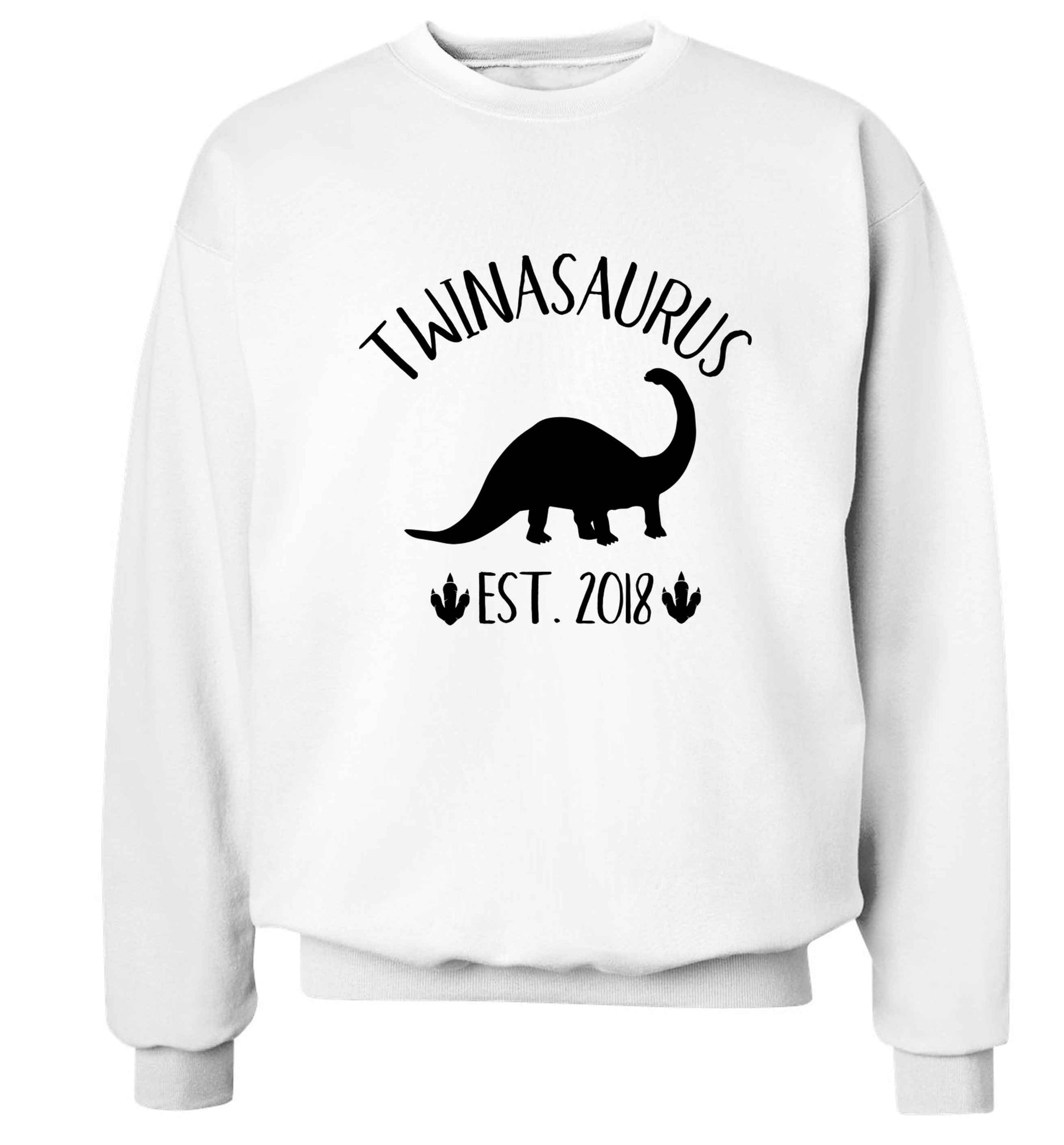 Personalised twinasaurus since (custom date) Adult's unisex white Sweater 2XL