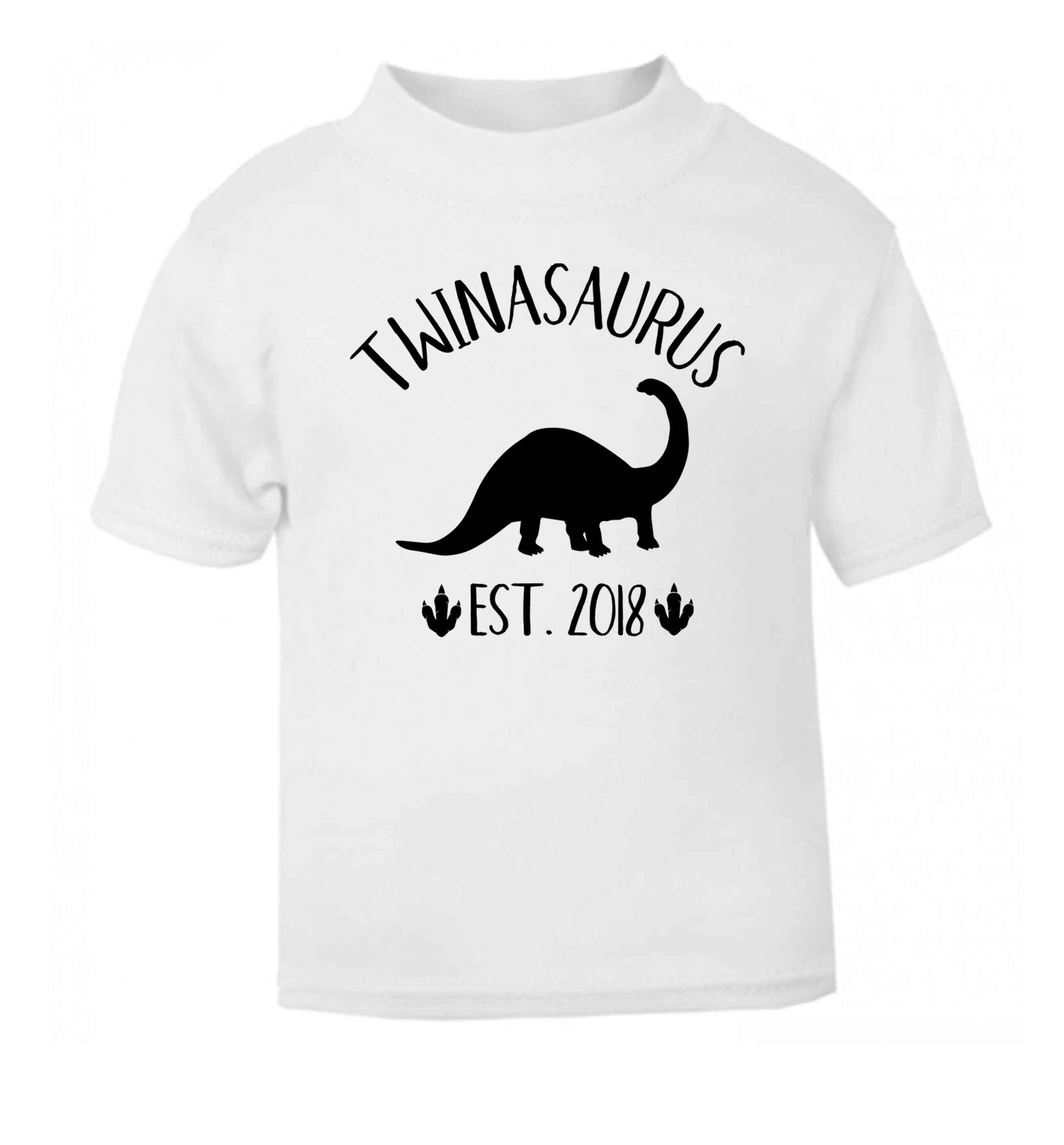 Personalised twinasaurus since (custom date) white Baby Toddler Tshirt 2 Years