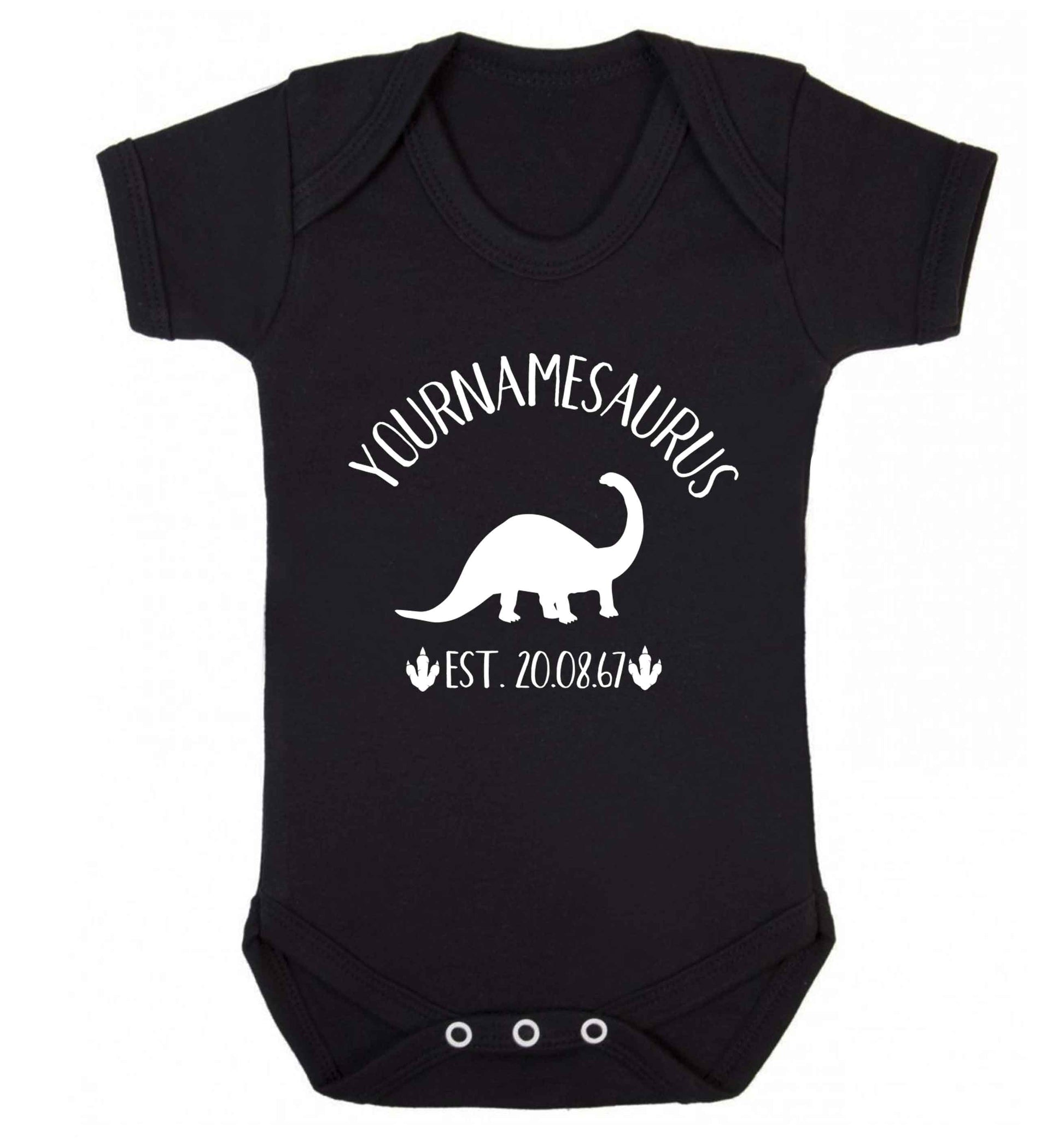 Personalised (your name) dinosaur birthday Baby Vest black 18-24 months