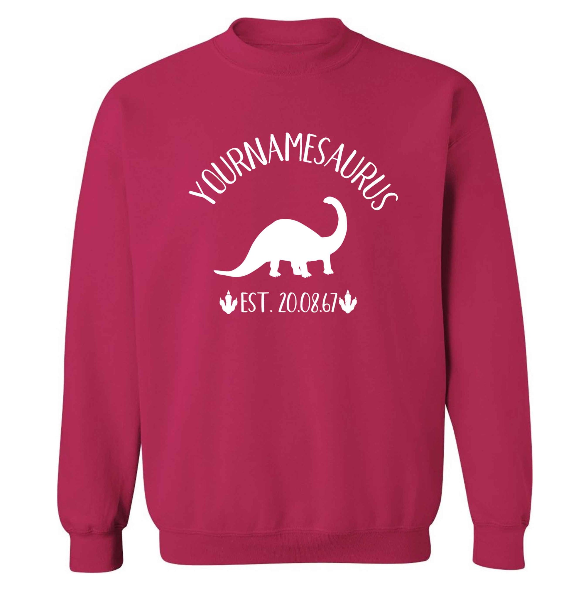 Personalised (your name) dinosaur birthday Adult's unisex pink Sweater 2XL