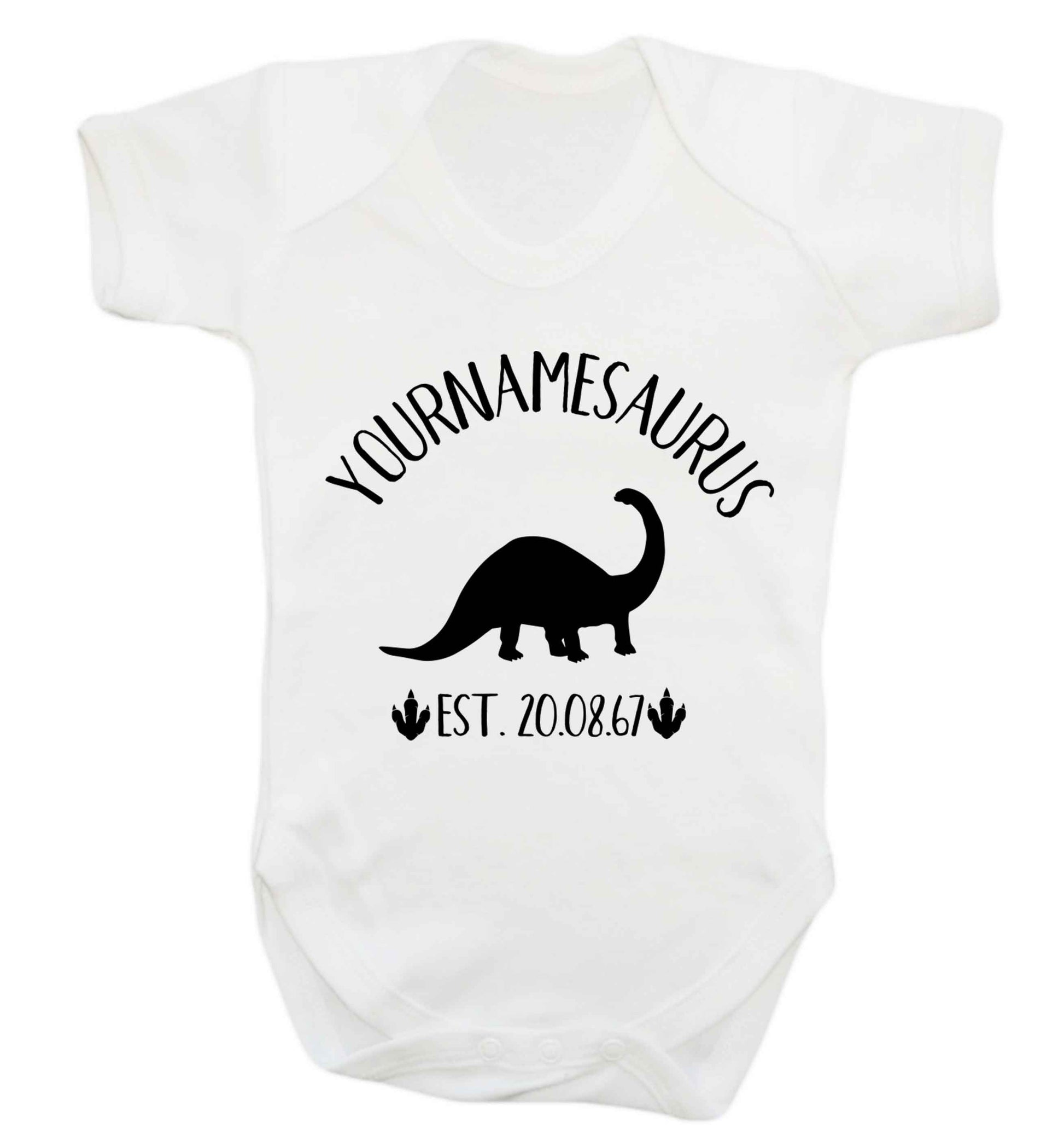 Personalised (your name) dinosaur birthday Baby Vest white 18-24 months