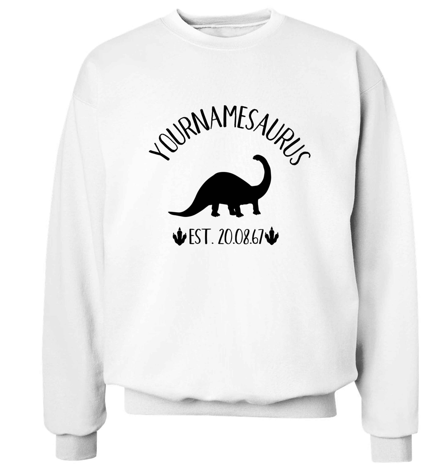 Personalised (your name) dinosaur birthday Adult's unisex white Sweater 2XL