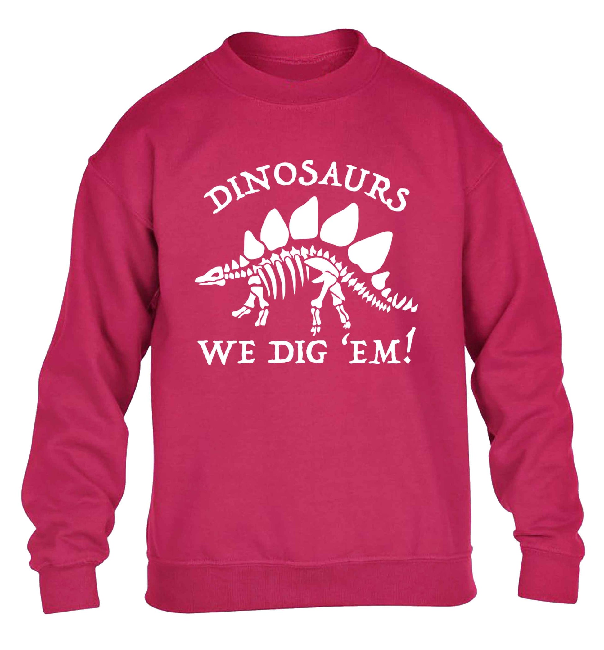 Dinosaurs we dig 'em! children's pink sweater 12-13 Years