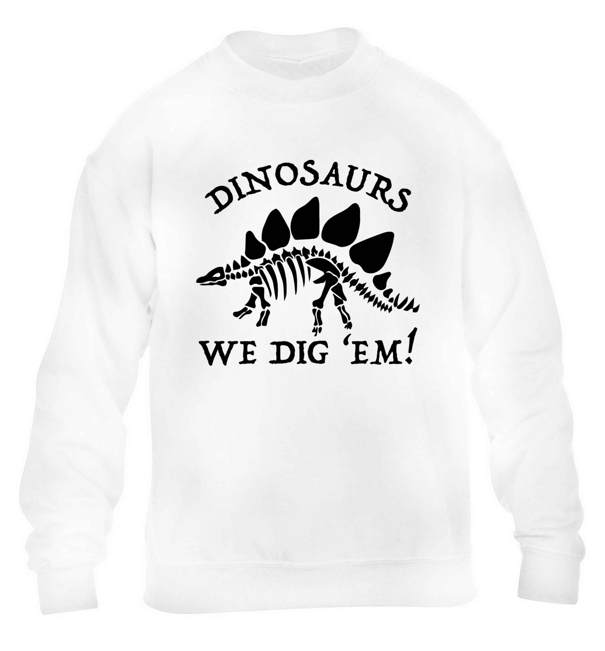 Dinosaurs we dig 'em! children's white sweater 12-13 Years