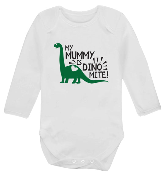 My mummy is dinomite baby vest long sleeved white 6-12 months