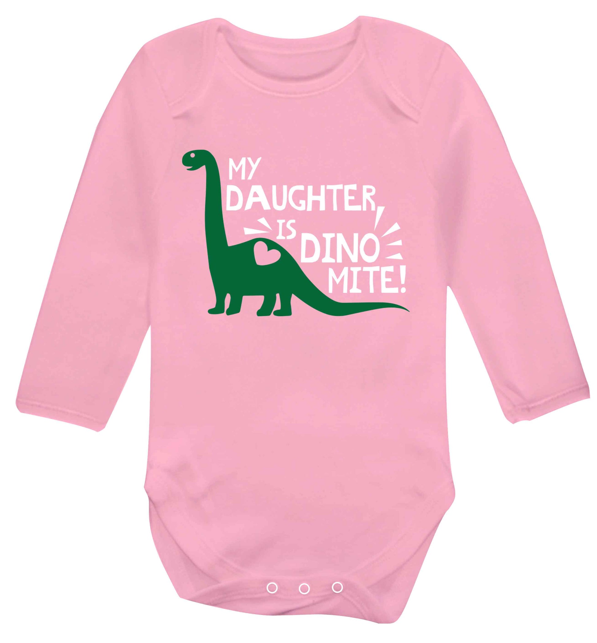 My daughter is dinomite! Baby Vest long sleeved pale pink 6-12 months