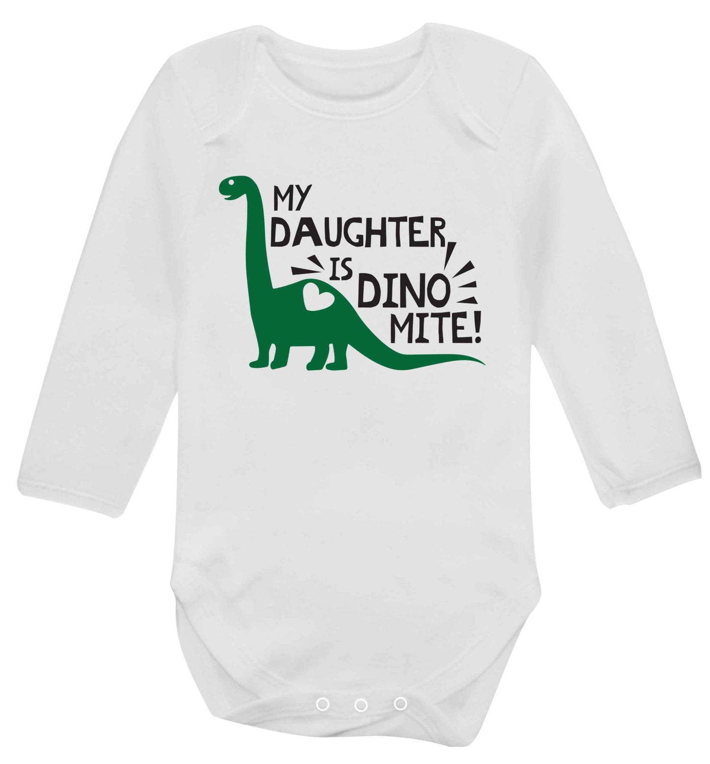 My daughter is dinomite! Baby Vest long sleeved white 6-12 months