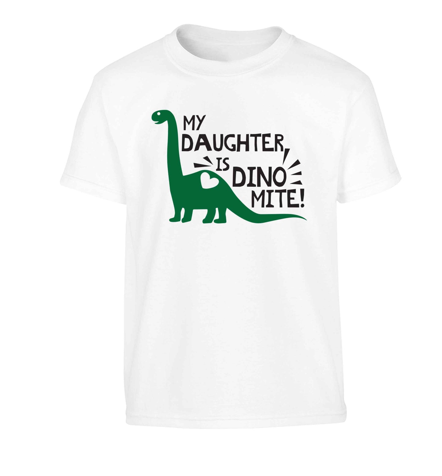 My daughter is dinomite! Children's white Tshirt 12-13 Years