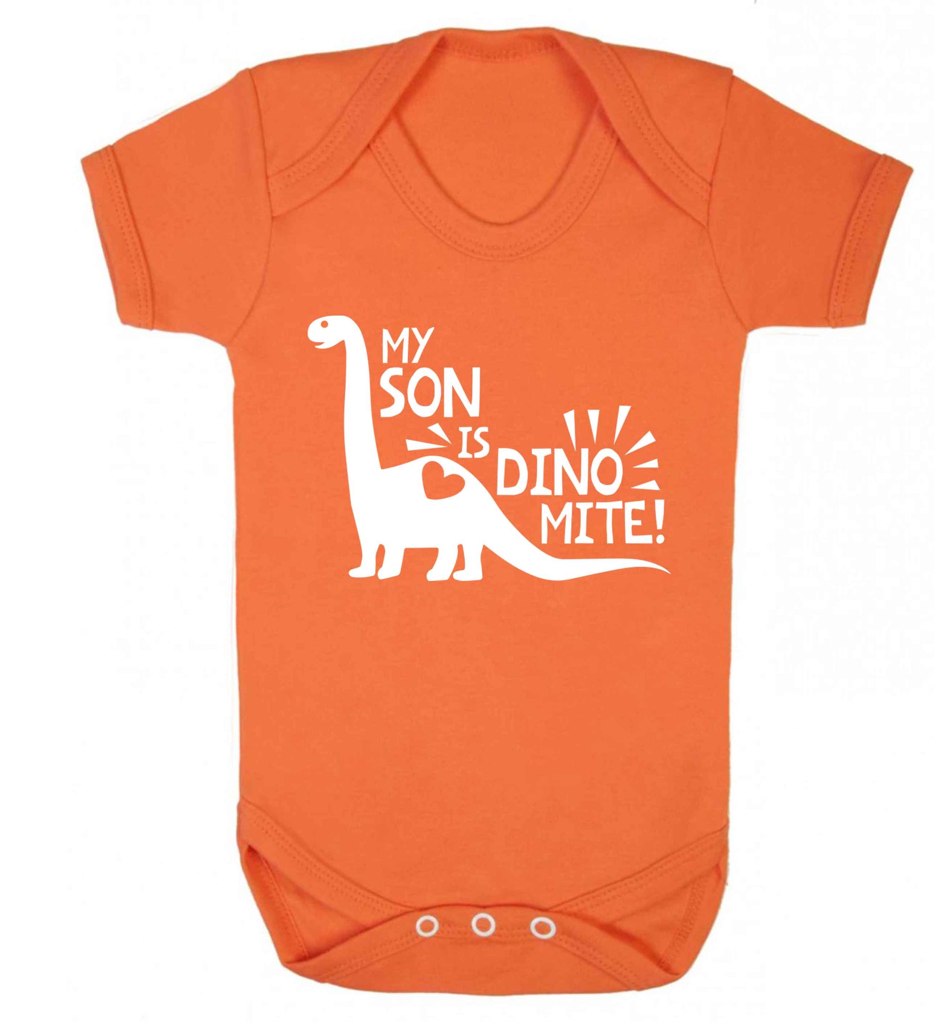 My son is dinomite! Baby Vest orange 18-24 months