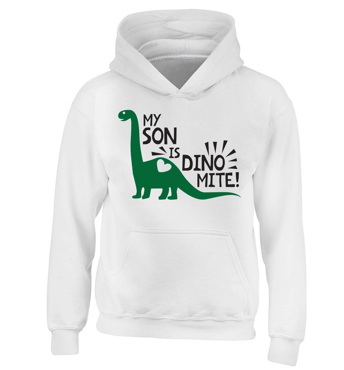 My son is dinomite! children's white hoodie 12-13 Years