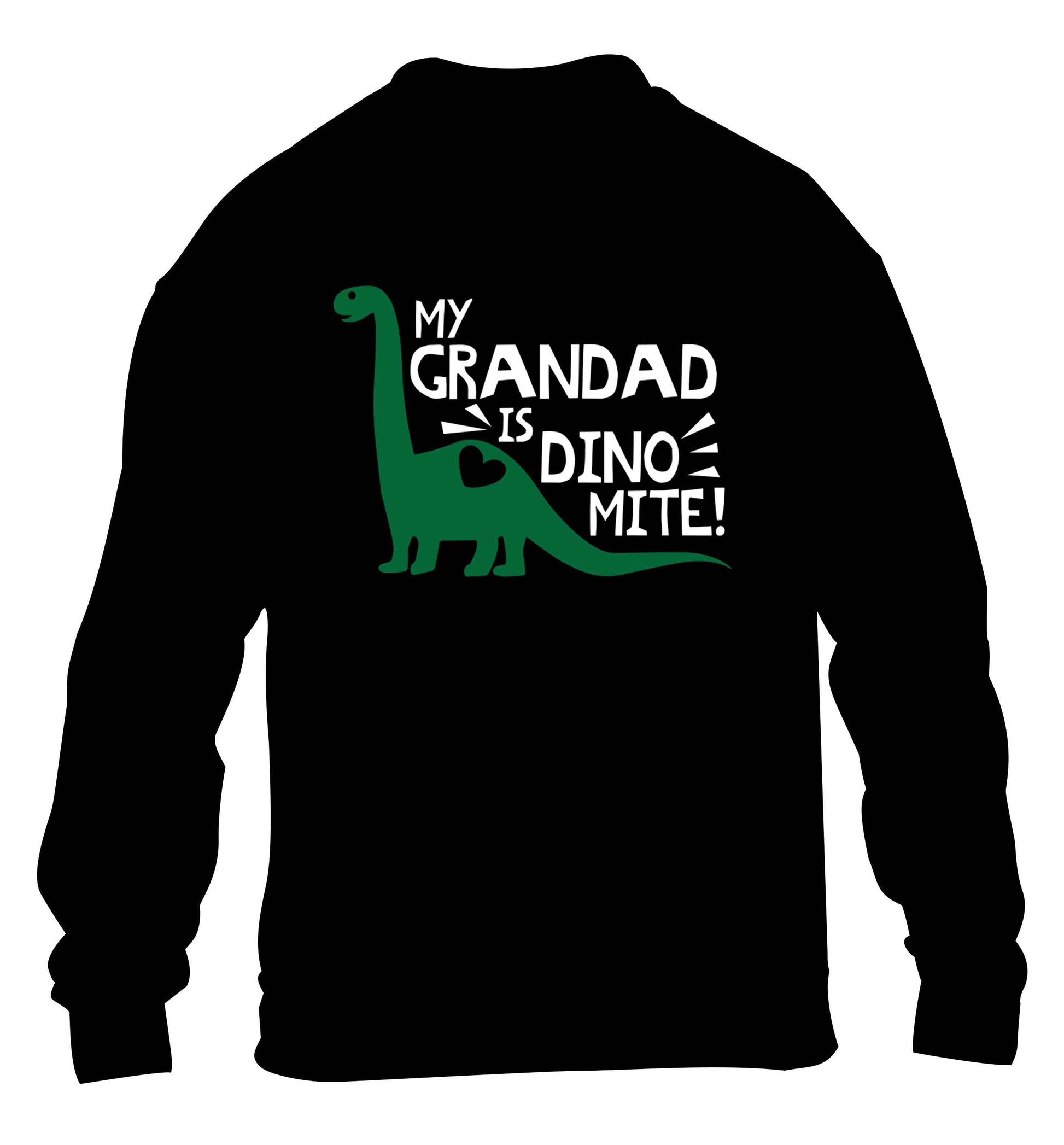 My grandad is dinomite! children's black sweater 12-13 Years