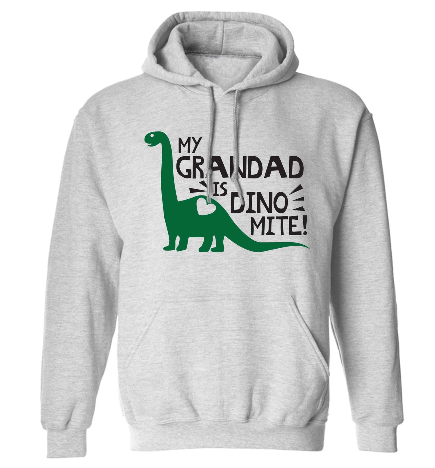 My grandad is dinomite! adults unisex grey hoodie 2XL