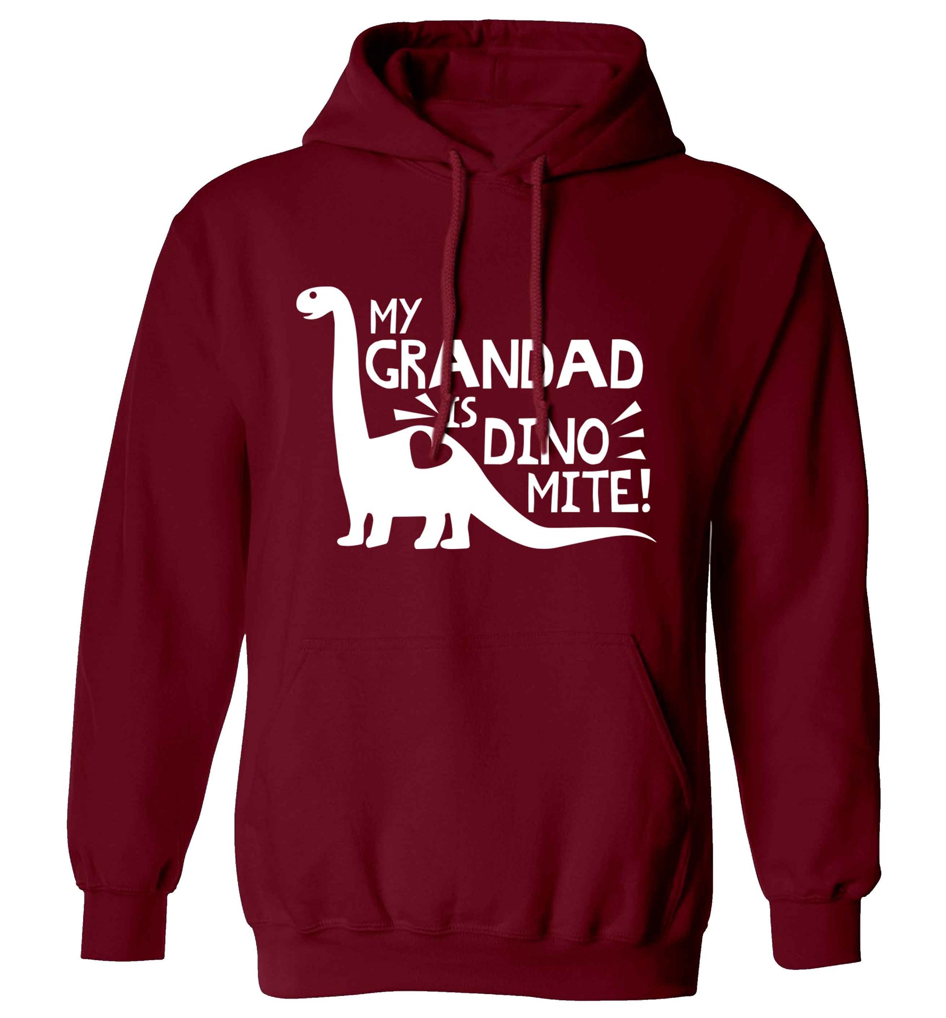 My grandad is dinomite! adults unisex maroon hoodie 2XL