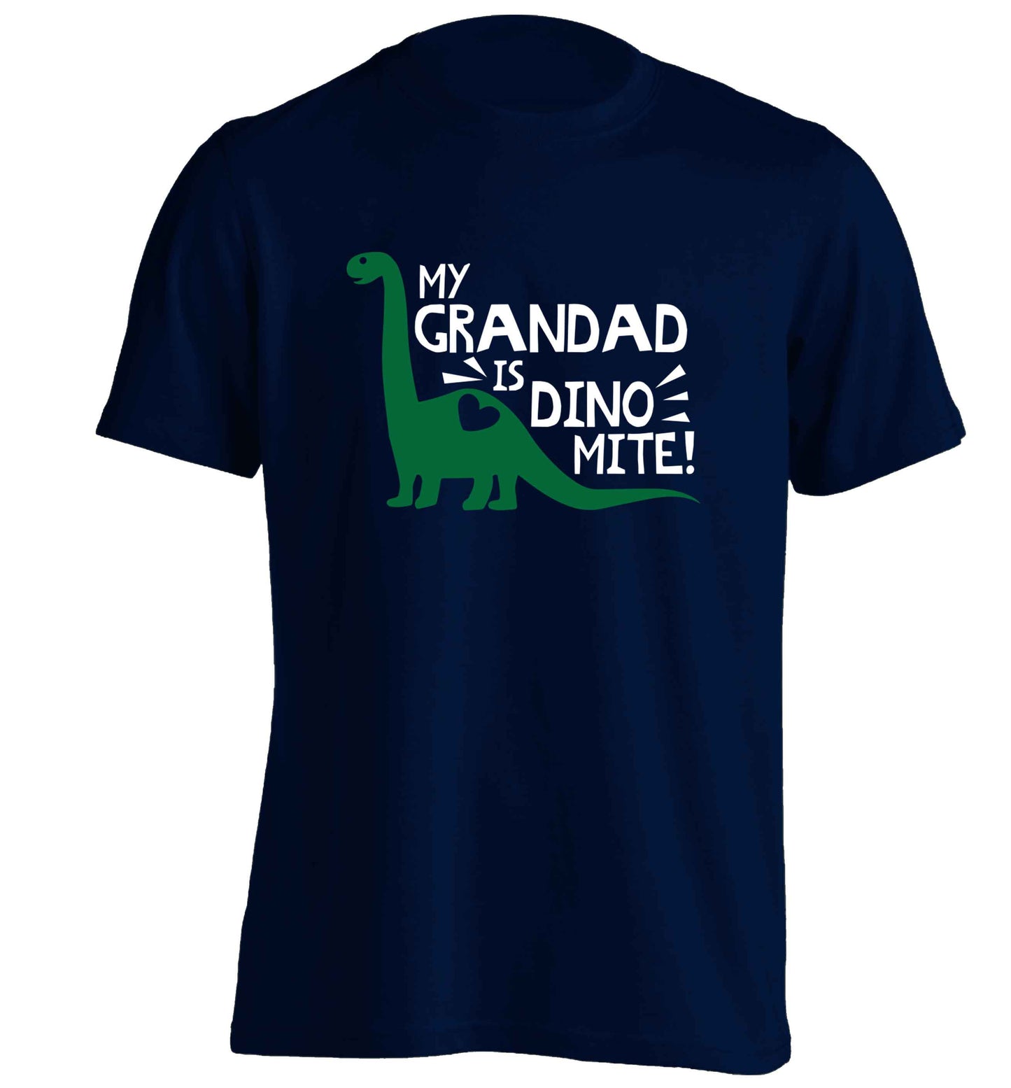My grandad is dinomite! adults unisex navy Tshirt 2XL