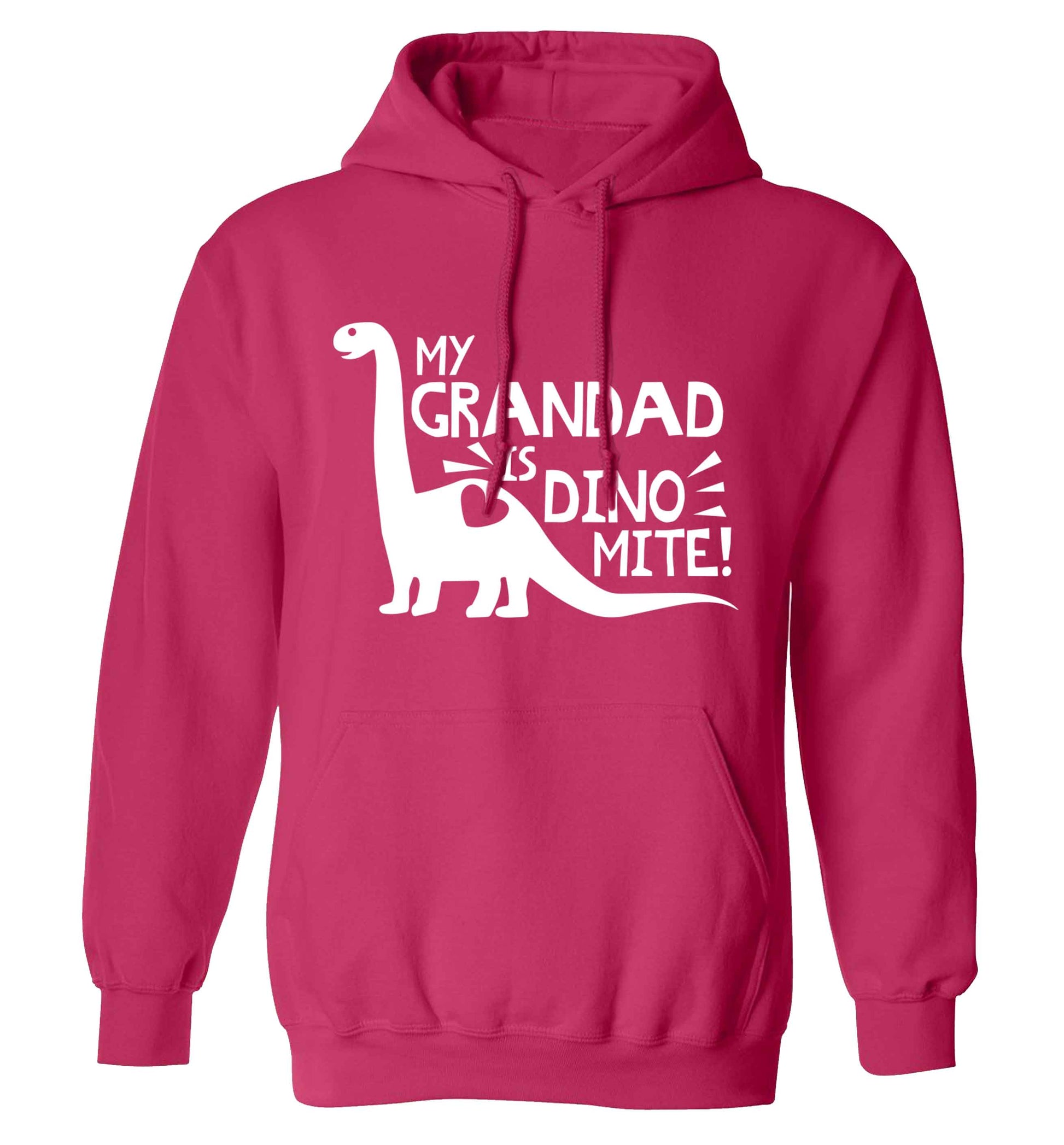 My grandad is dinomite! adults unisex pink hoodie 2XL