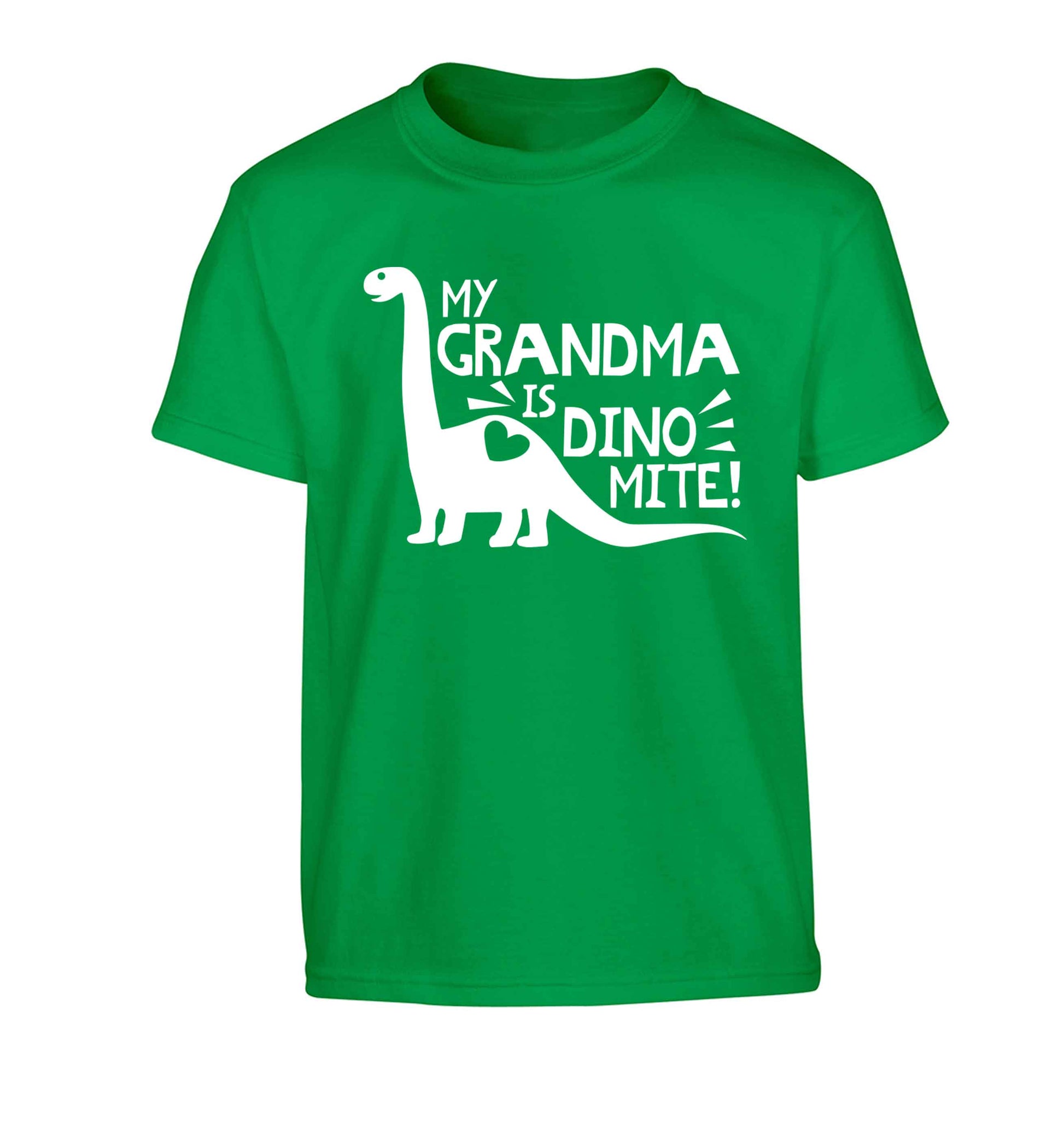 My grandma is dinomite! Children's green Tshirt 12-13 Years