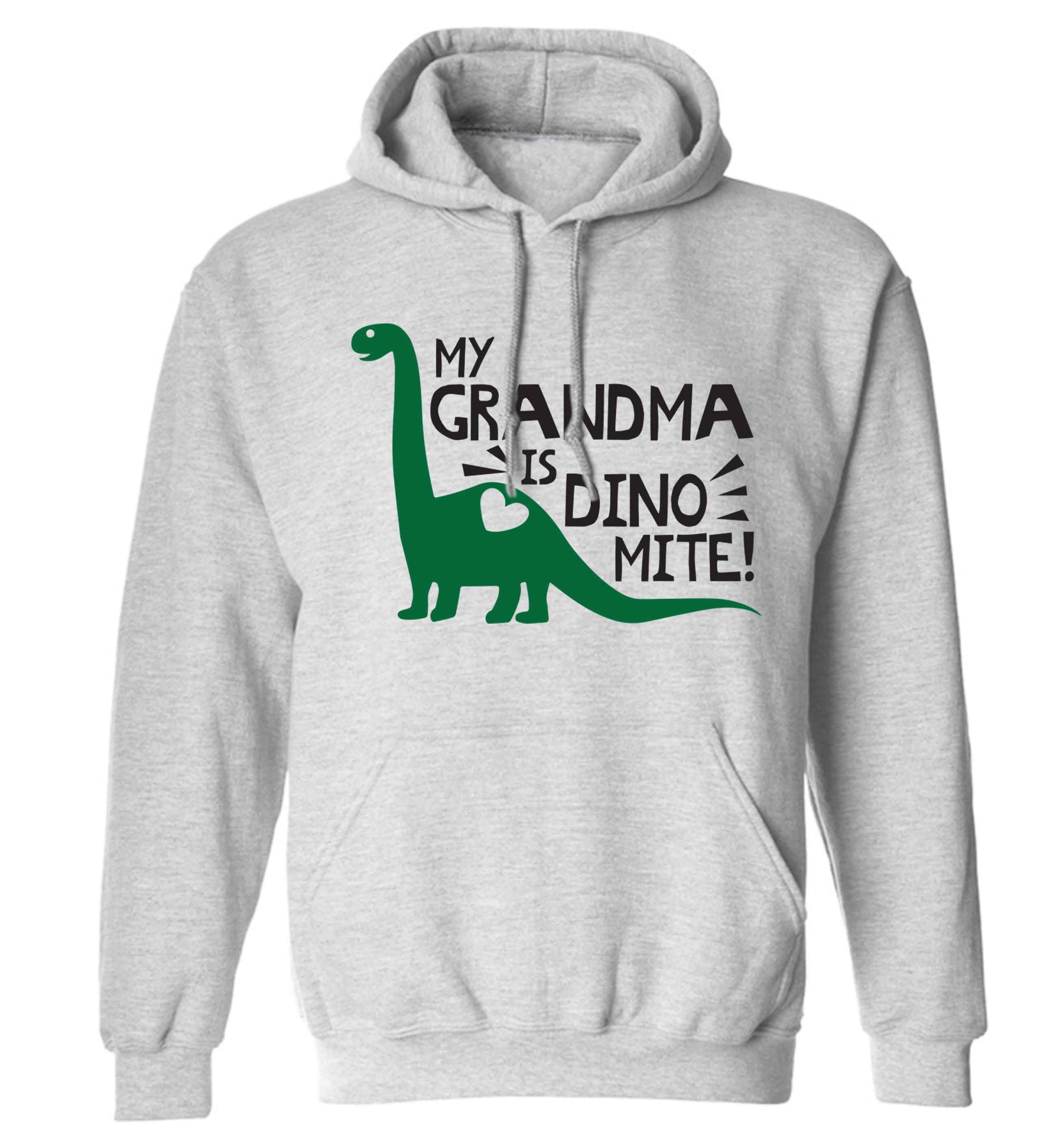 My grandma is dinomite! adults unisex grey hoodie 2XL