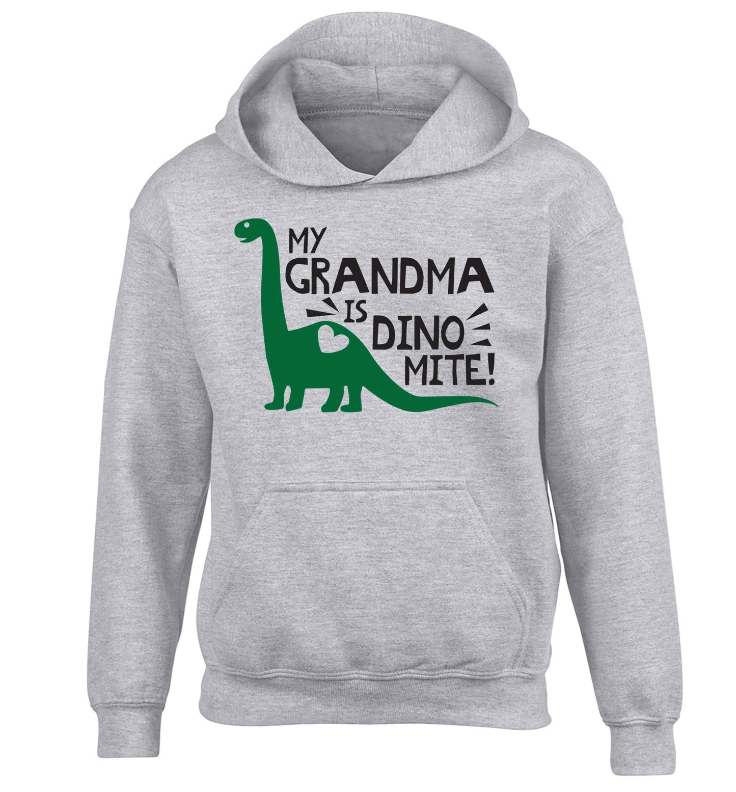 My grandma is dinomite! children's grey hoodie 12-13 Years