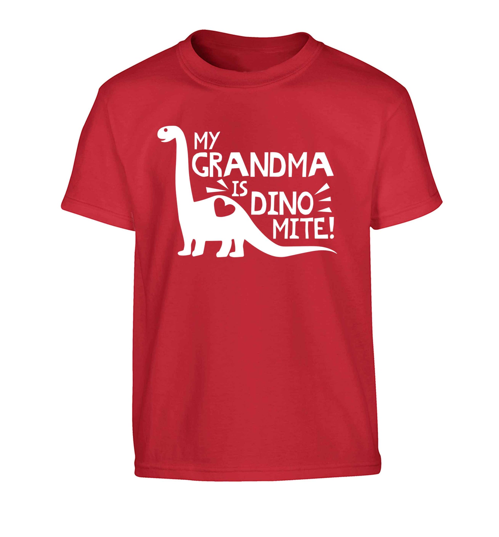 My grandma is dinomite! Children's red Tshirt 12-13 Years