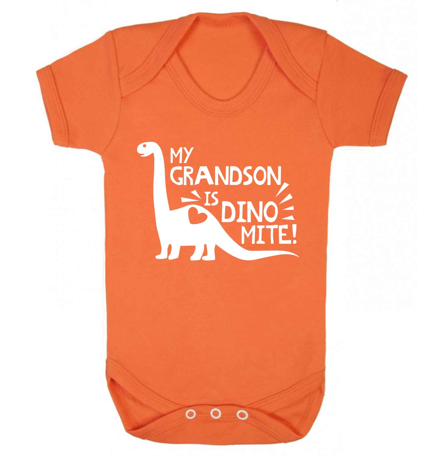 My grandson is dinomite! Baby Vest orange 18-24 months