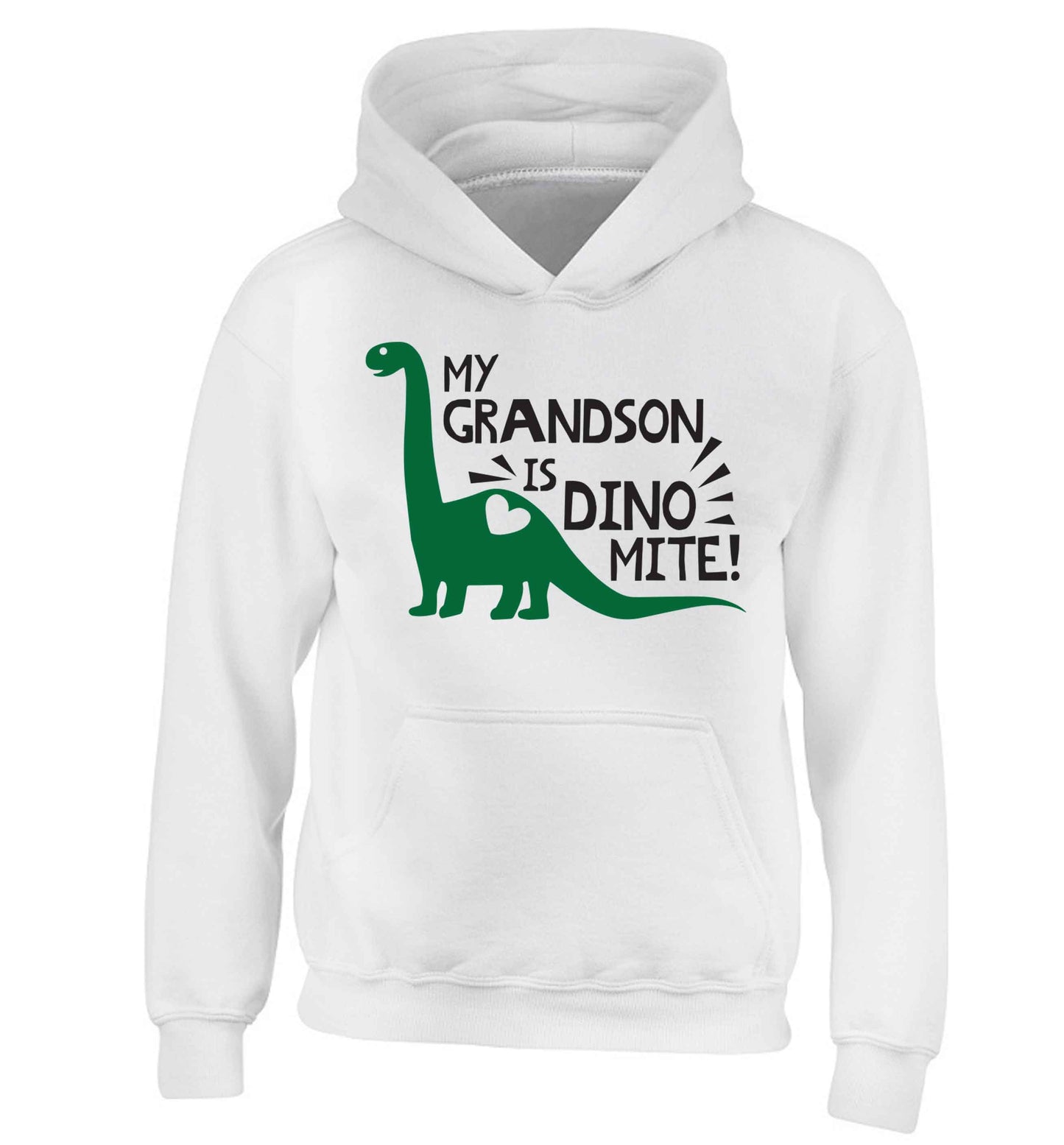 My grandson is dinomite! children's white hoodie 12-13 Years