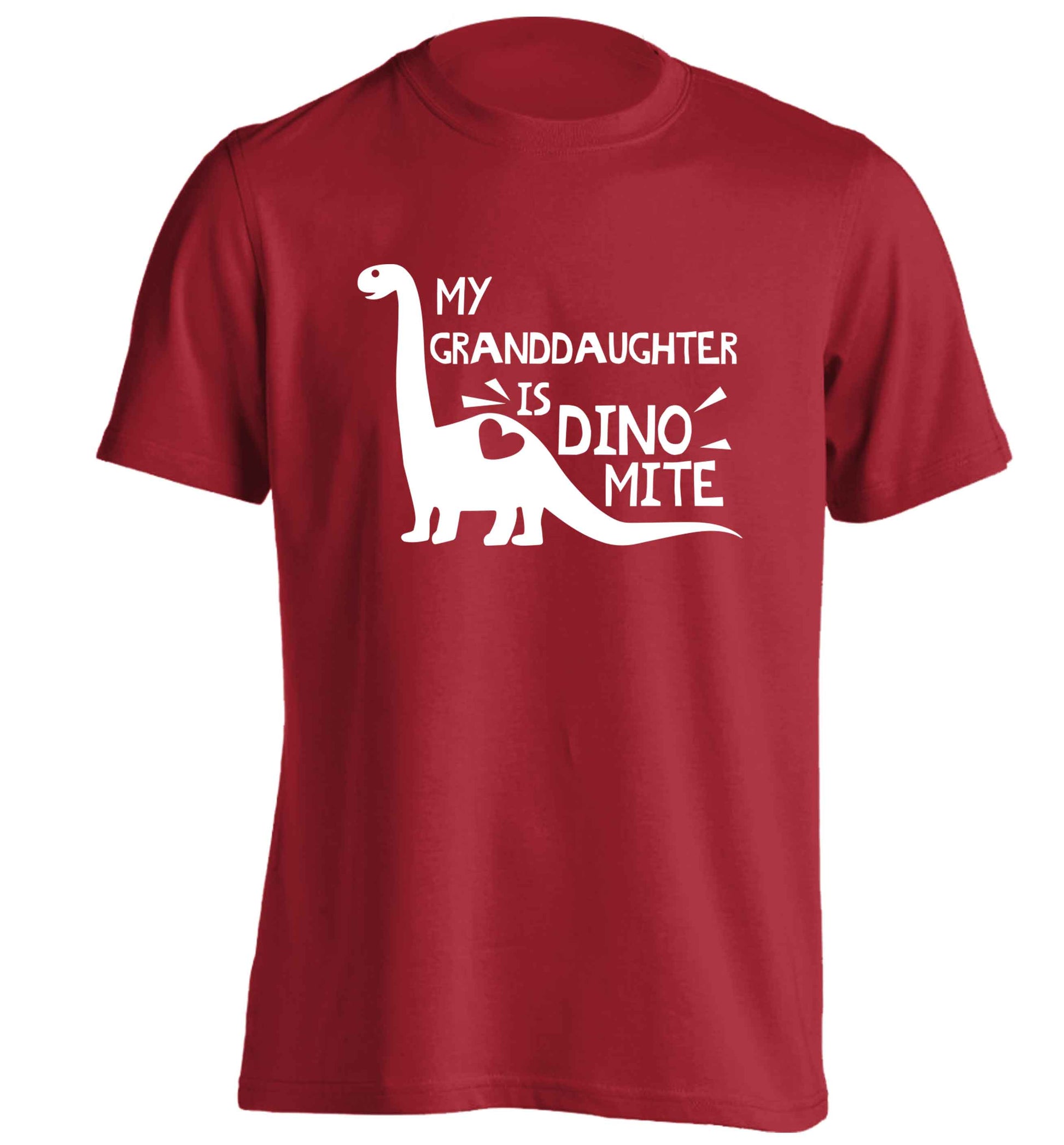 My granddaughter is dinomite! adults unisex red Tshirt 2XL