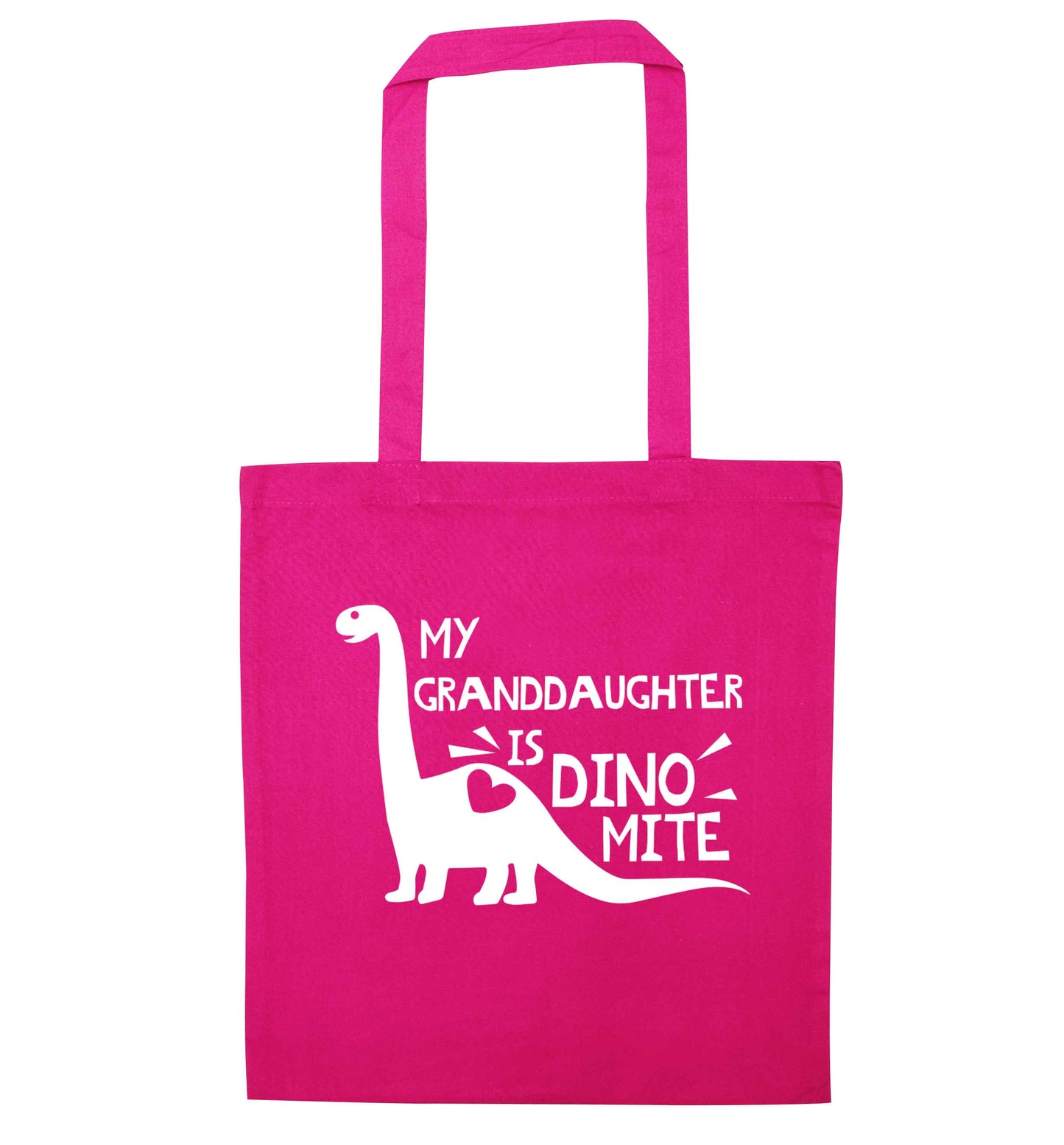 My granddaughter is dinomite! pink tote bag