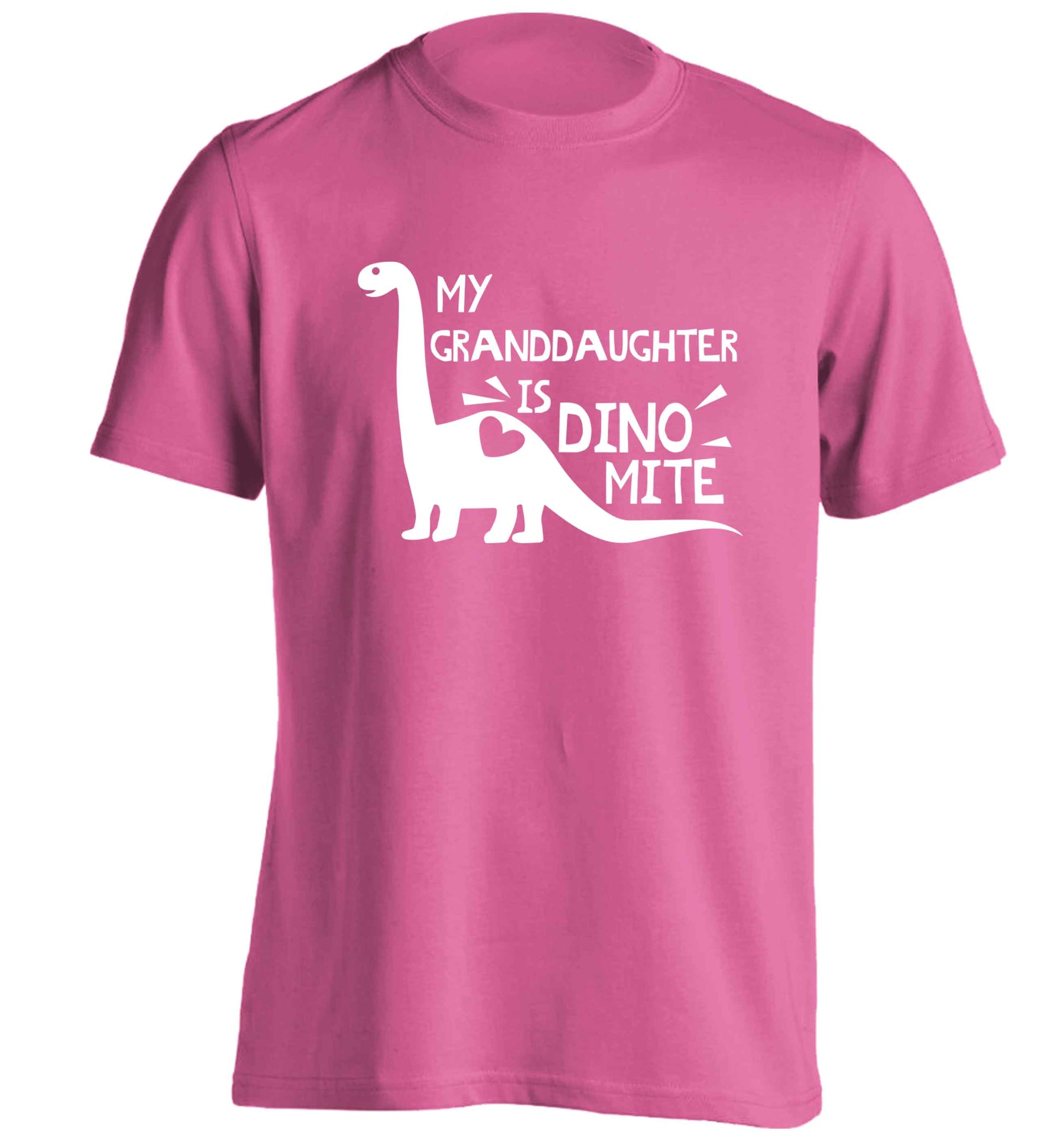 My granddaughter is dinomite! adults unisex pink Tshirt 2XL