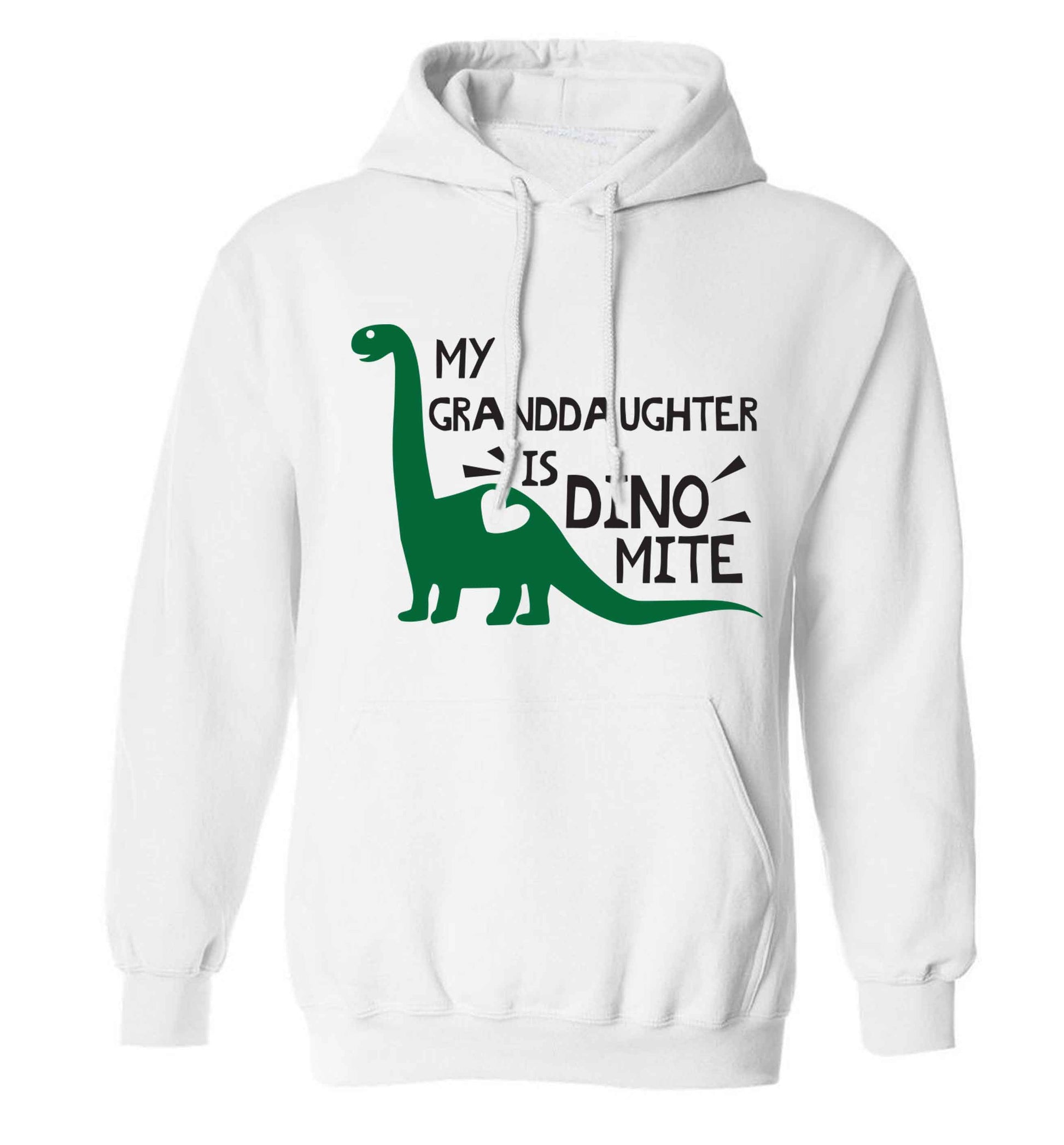 My granddaughter is dinomite! adults unisex white hoodie 2XL
