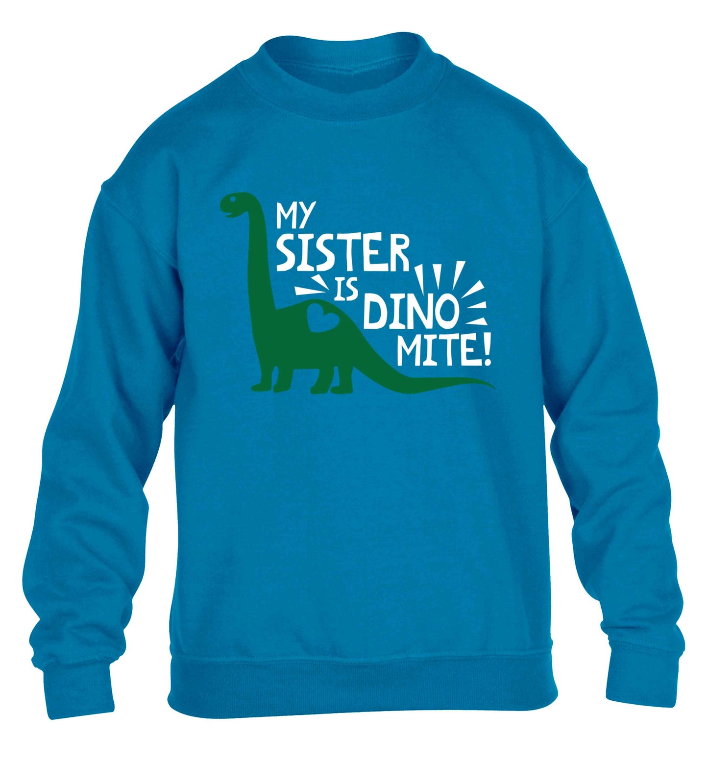 My sister is dinomite! children's blue sweater 12-13 Years