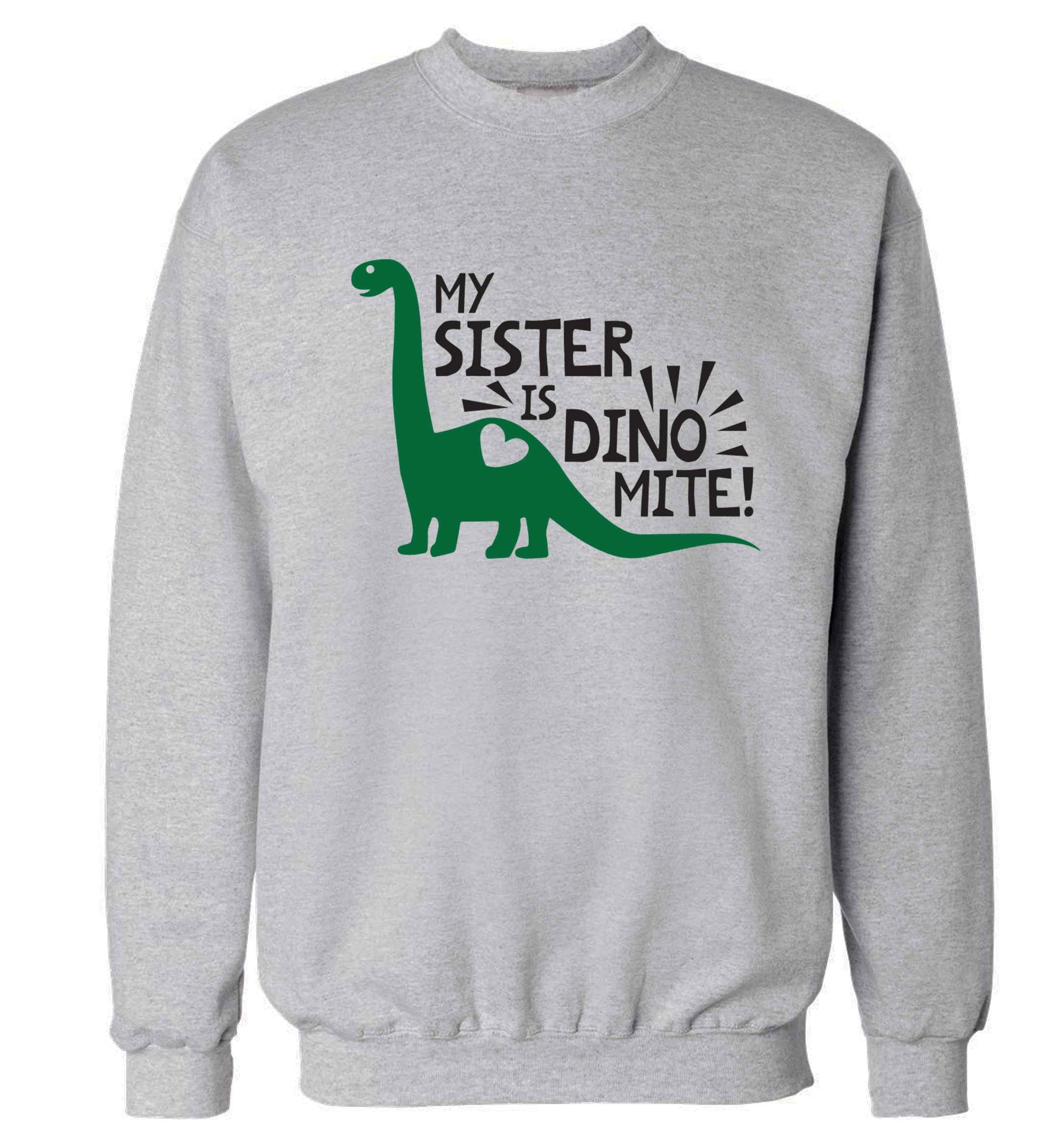 My sister is dinomite! Adult's unisex grey Sweater 2XL