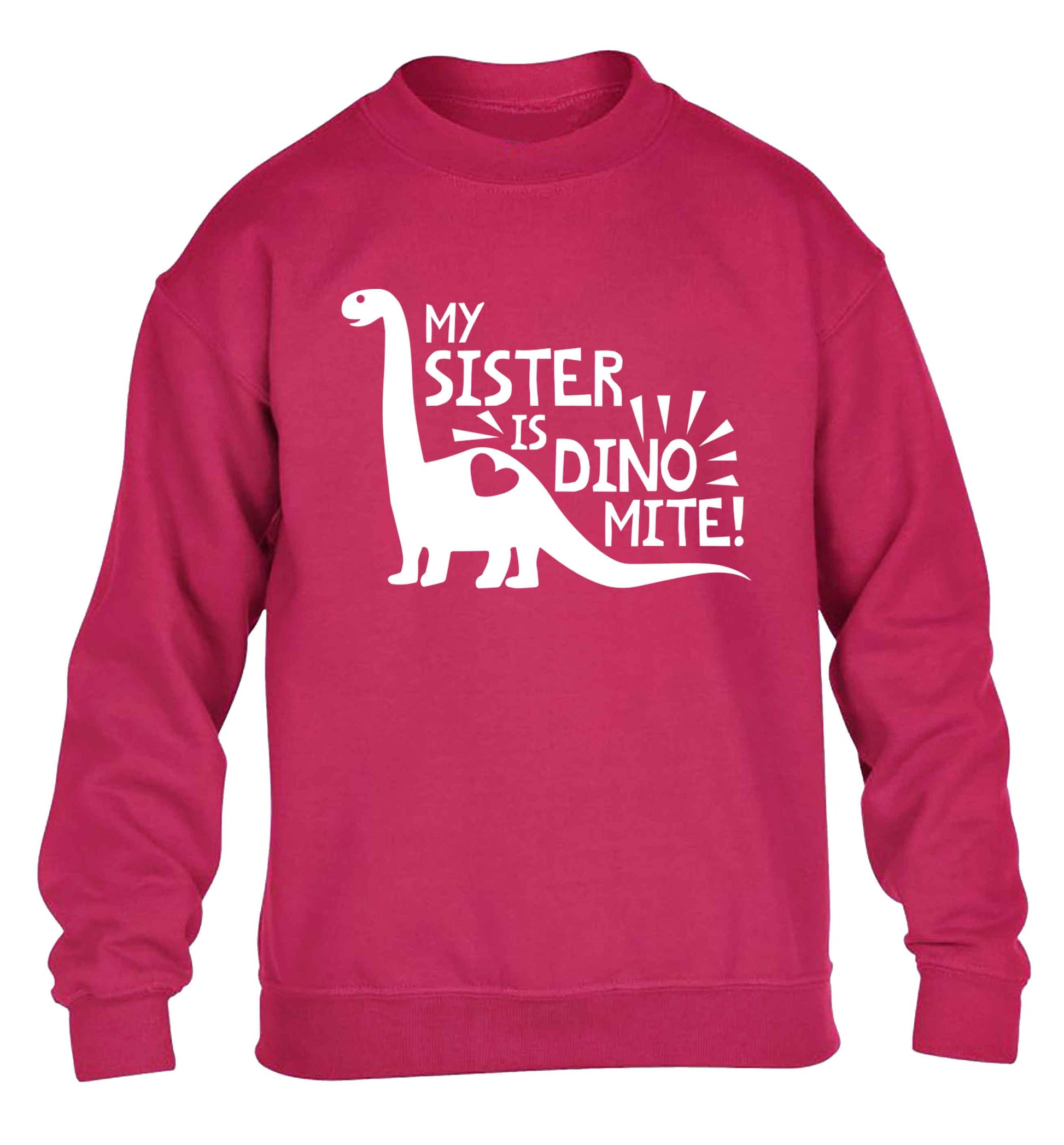 My sister is dinomite! children's pink sweater 12-13 Years