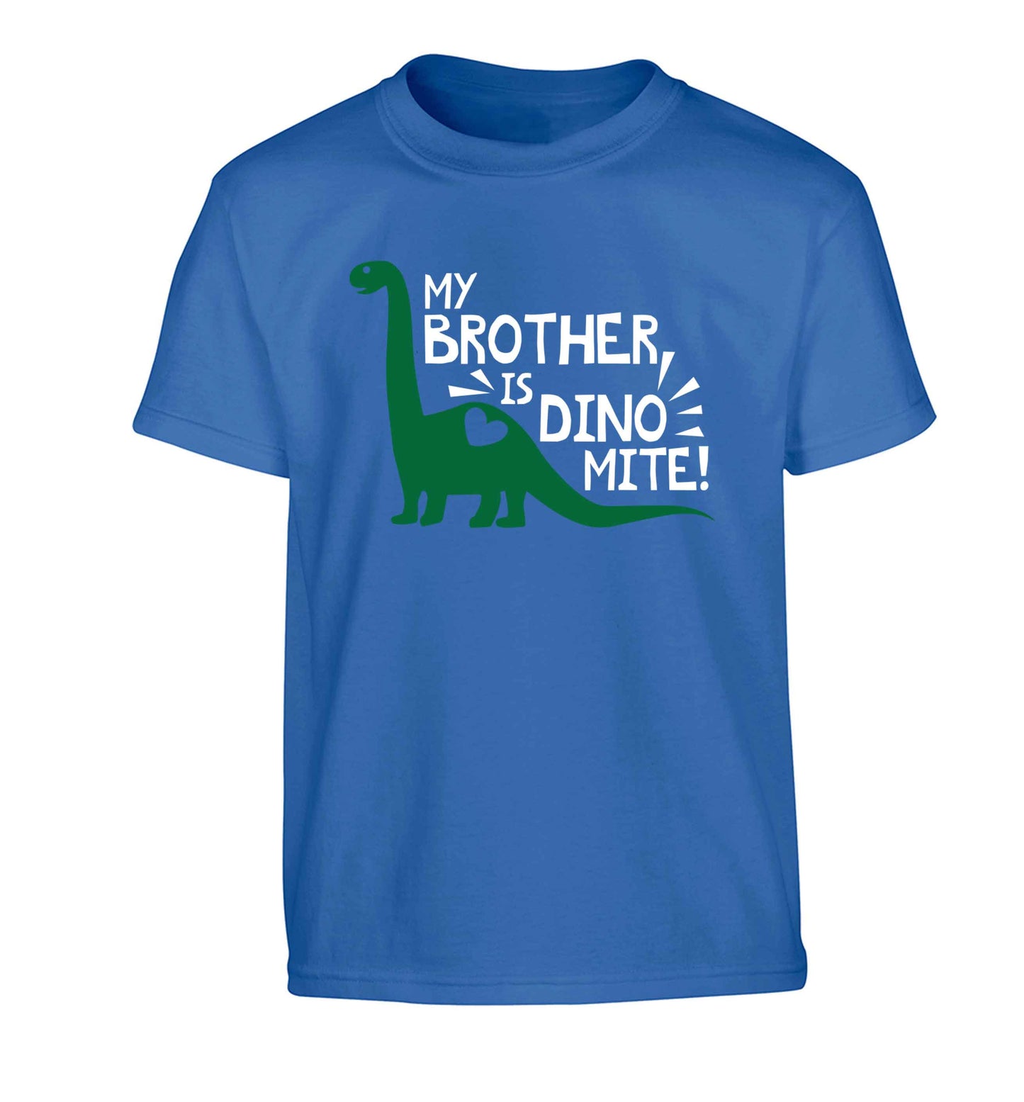 My brother is dinomite! Children's blue Tshirt 12-13 Years