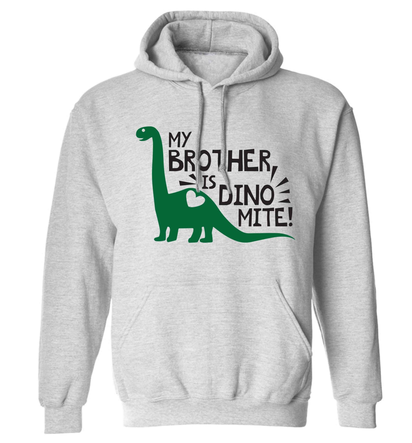 My brother is dinomite! adults unisex grey hoodie 2XL