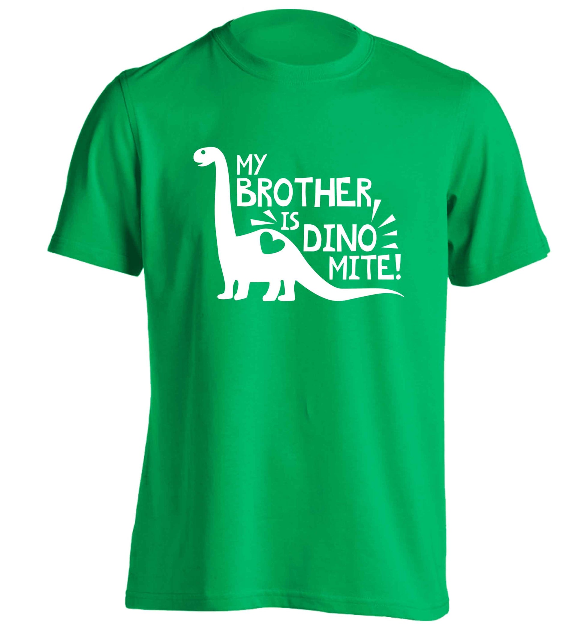 My brother is dinomite! adults unisex green Tshirt 2XL