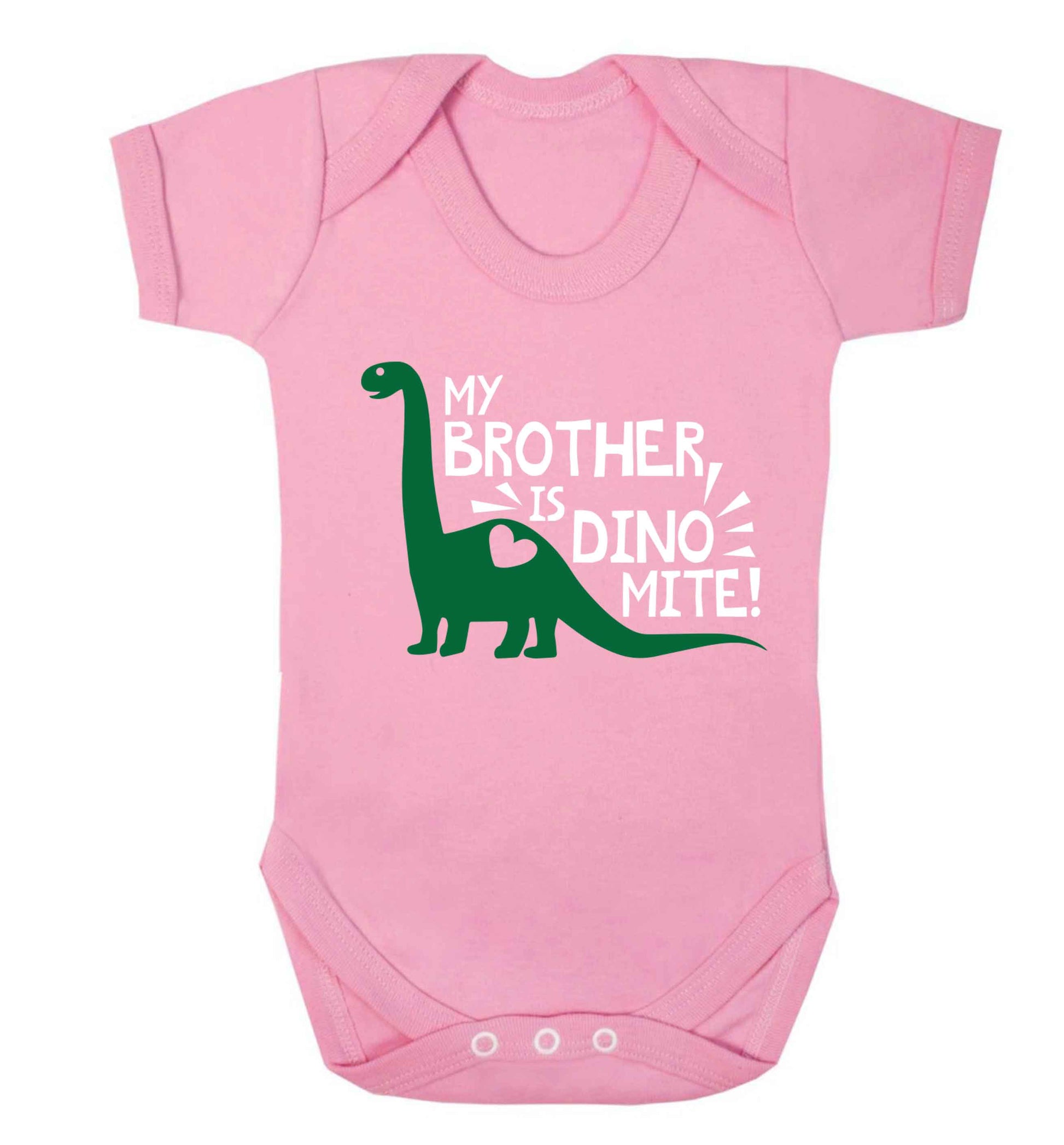 My brother is dinomite! Baby Vest pale pink 18-24 months