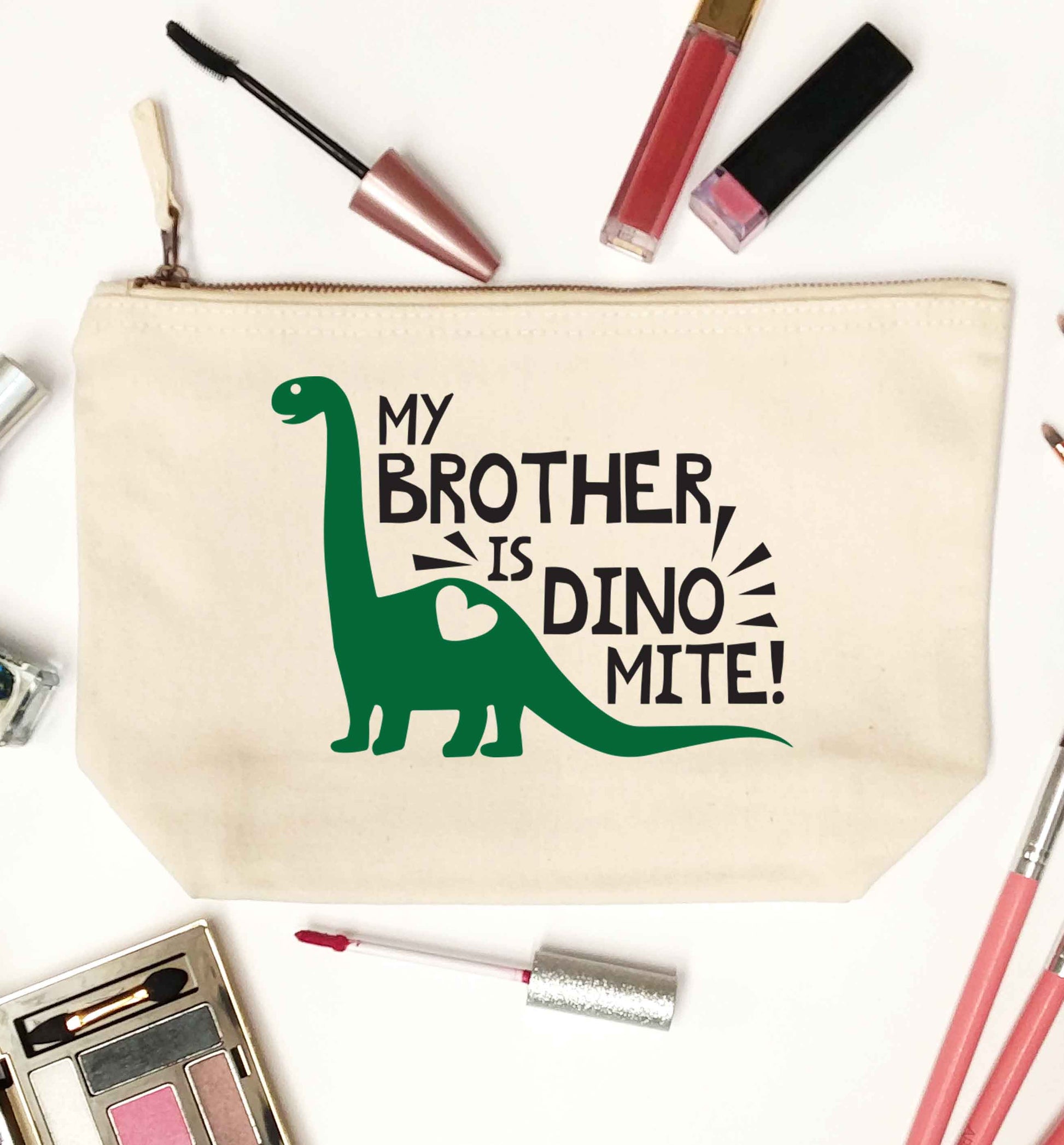 My brother is dinomite! natural makeup bag