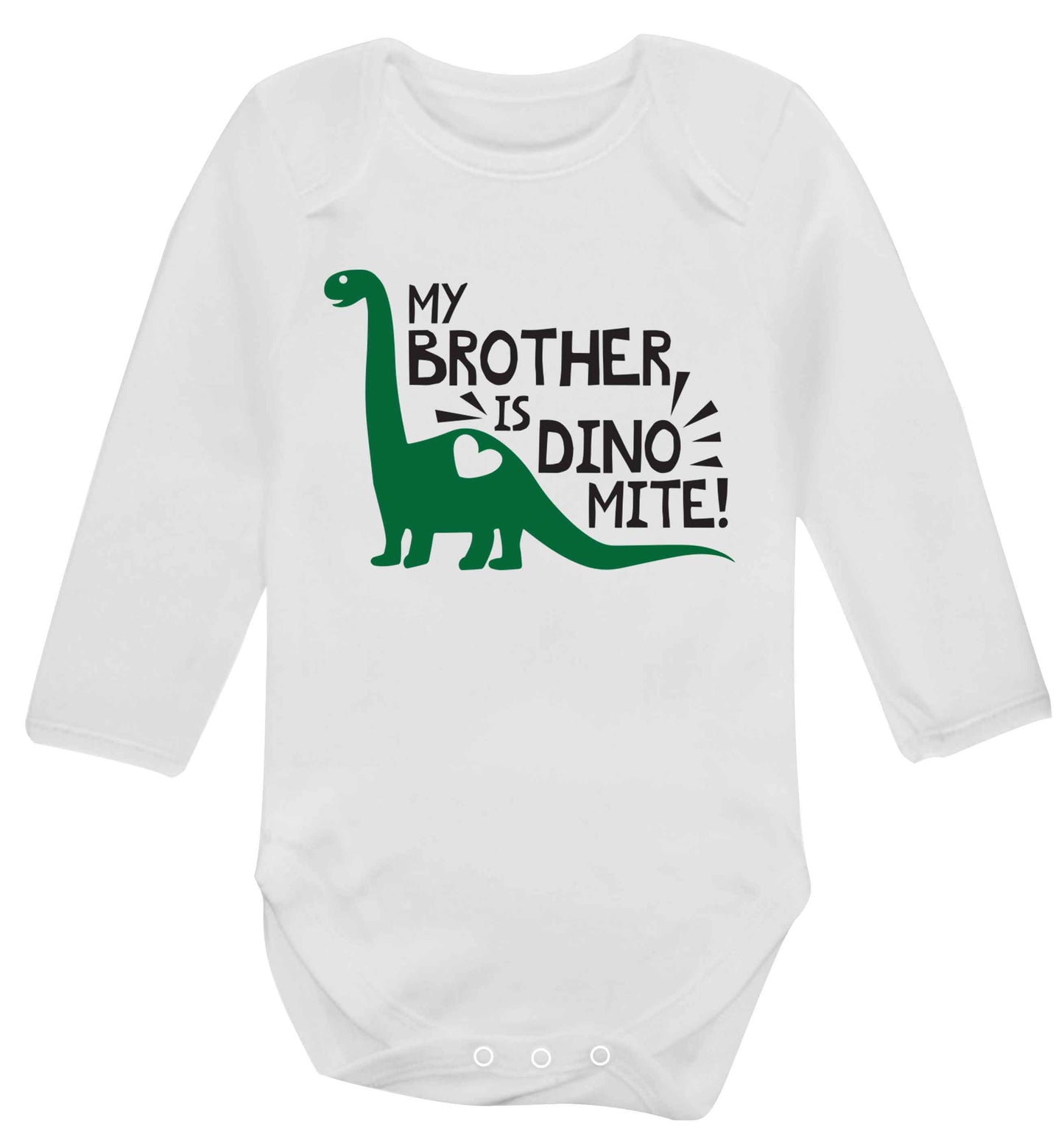 My brother is dinomite! Baby Vest long sleeved white 6-12 months