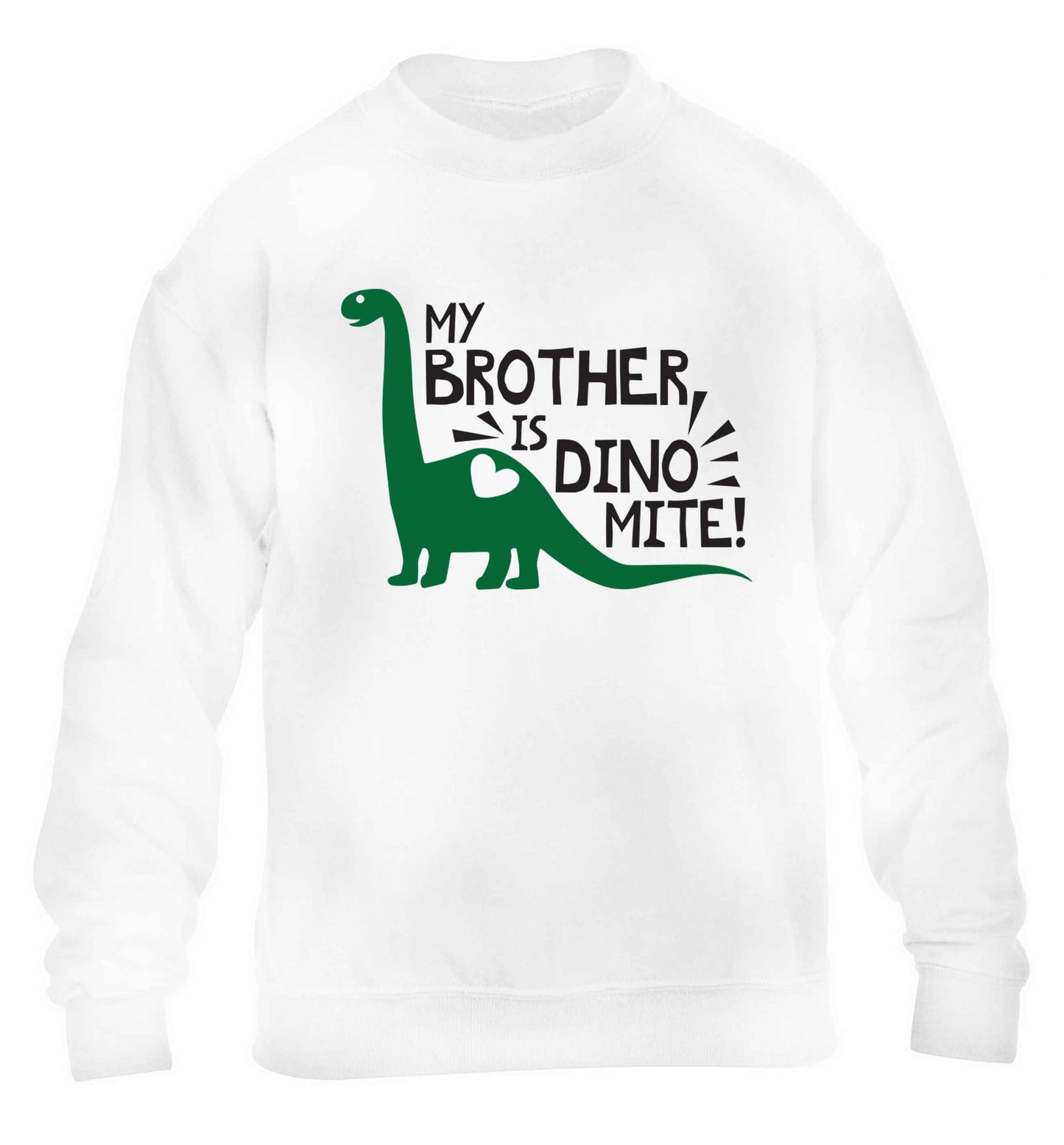 My brother is dinomite! children's white sweater 12-13 Years