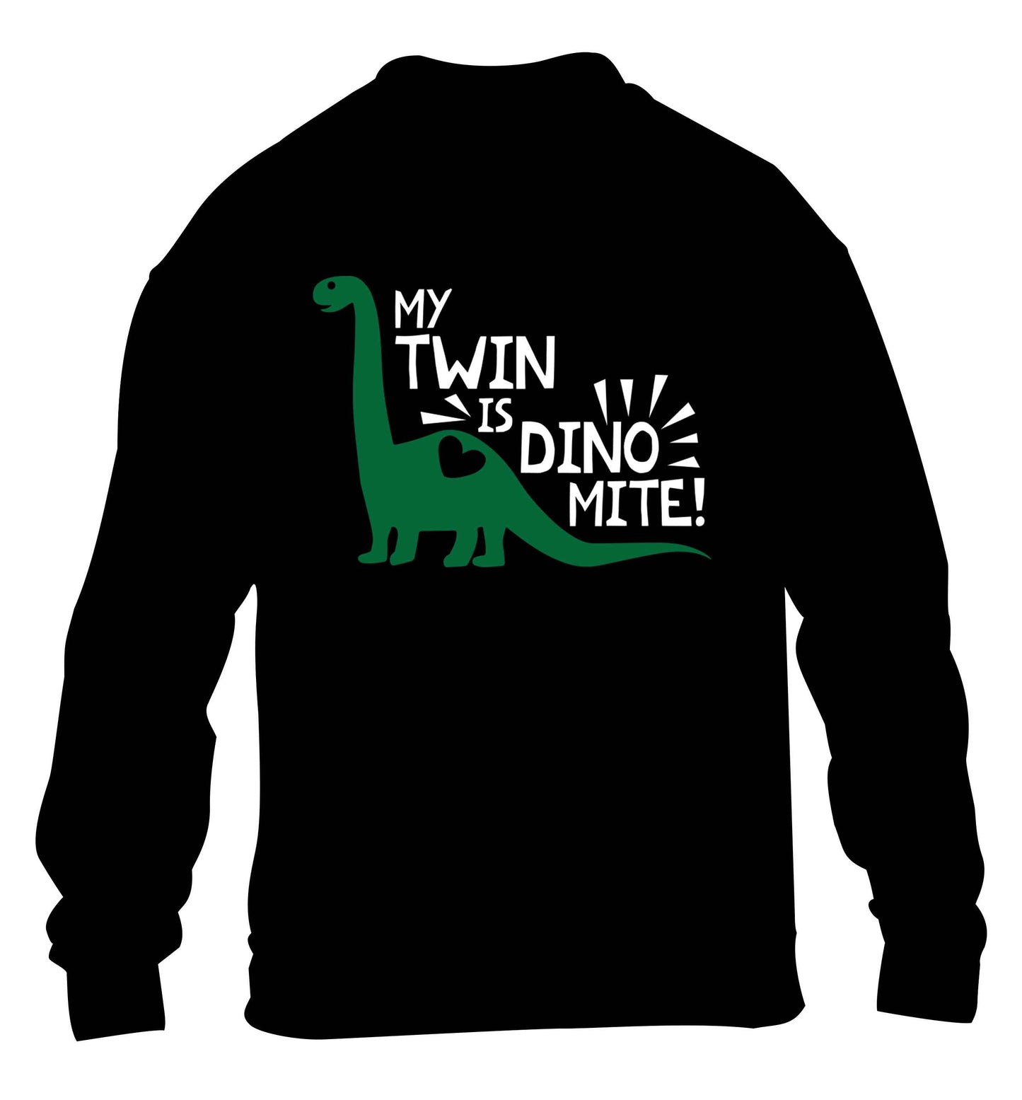 My twin is dinomite! children's black sweater 12-13 Years