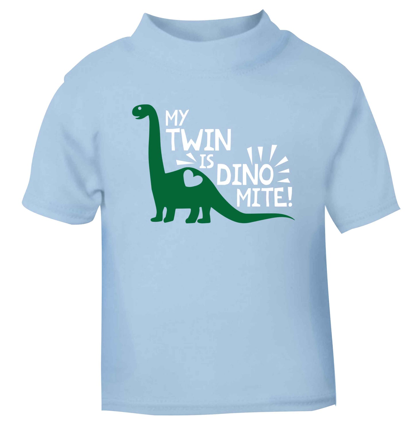 My twin is dinomite! light blue Baby Toddler Tshirt 2 Years