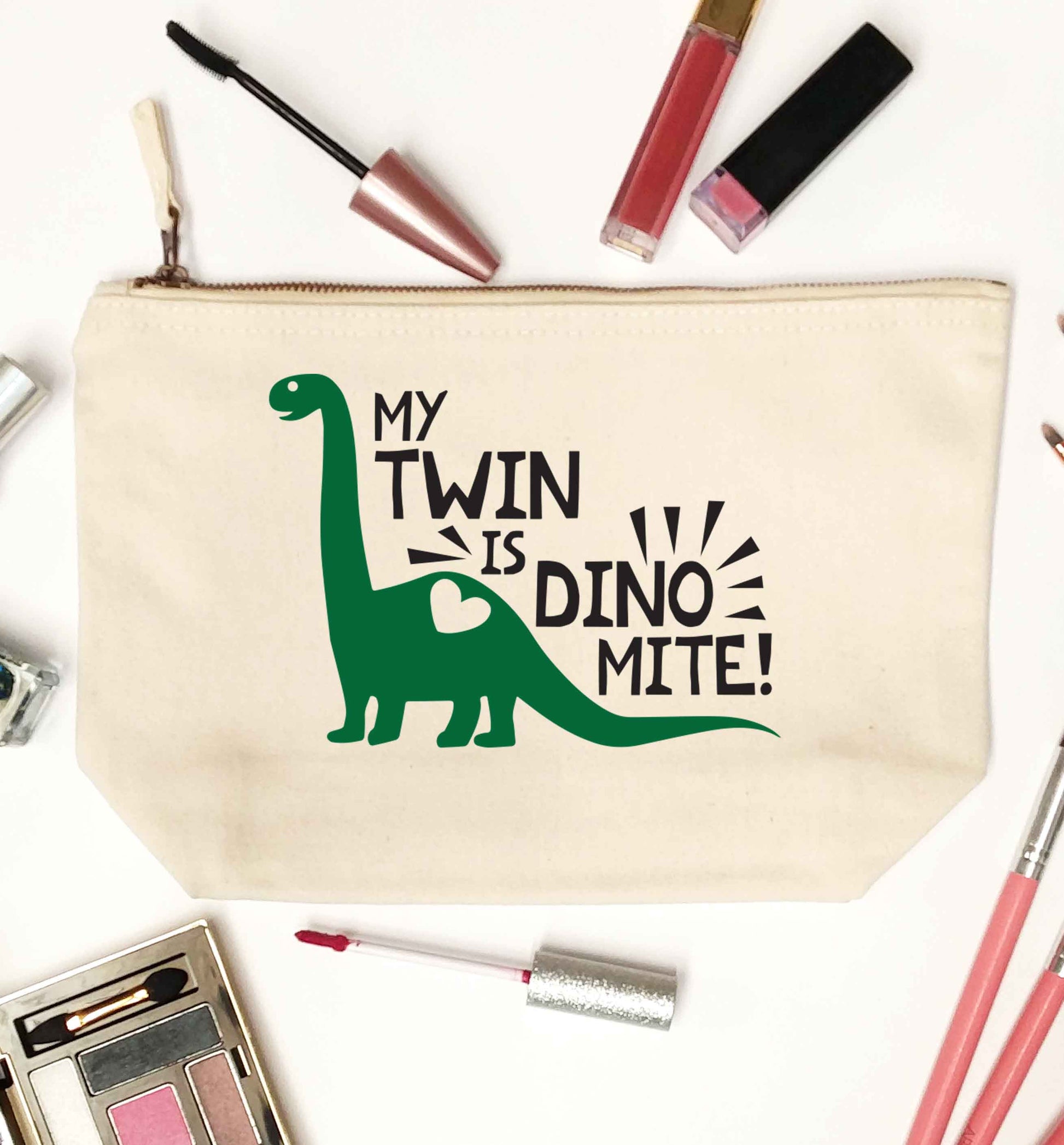 My twin is dinomite! natural makeup bag