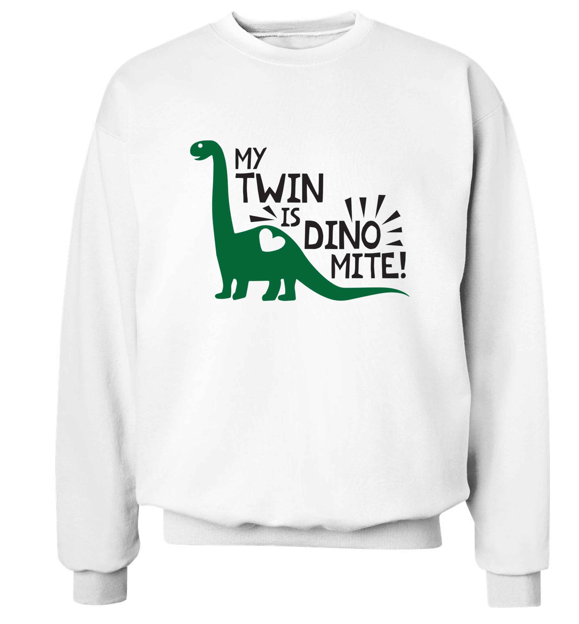My twin is dinomite! Adult's unisex white Sweater 2XL