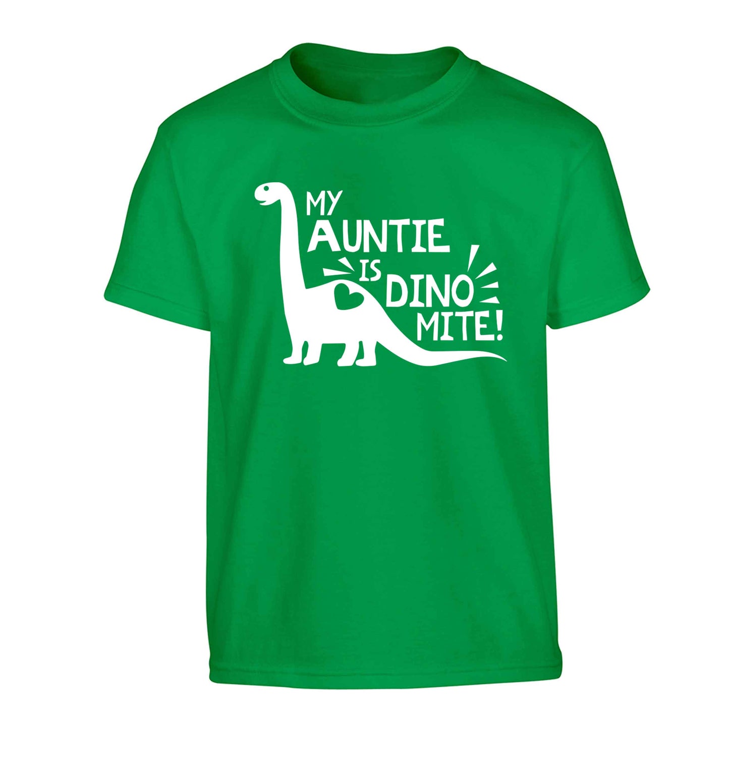 My auntie is dinomite! Children's green Tshirt 12-13 Years