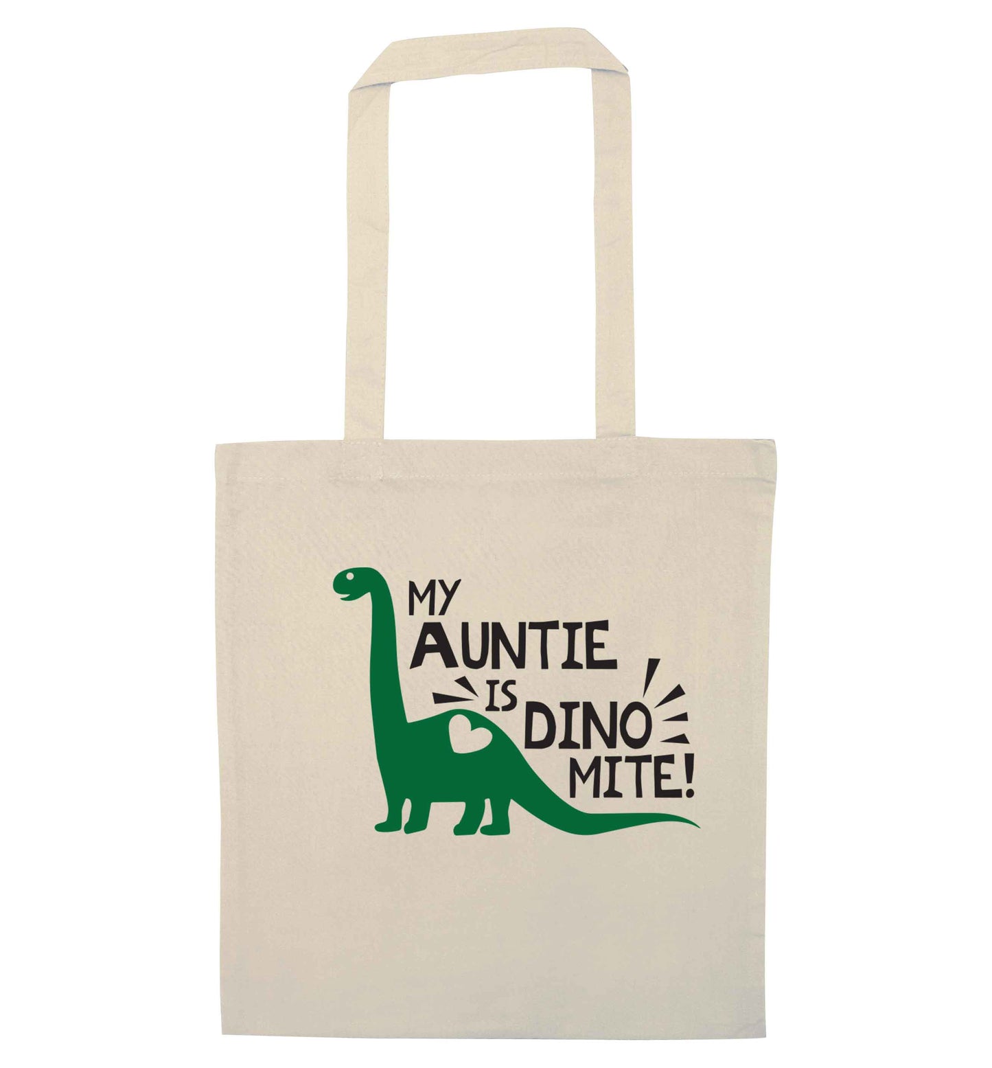 My auntie is dinomite! natural tote bag