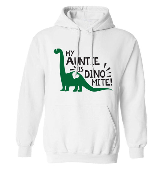My auntie is dinomite! adults unisex white hoodie 2XL