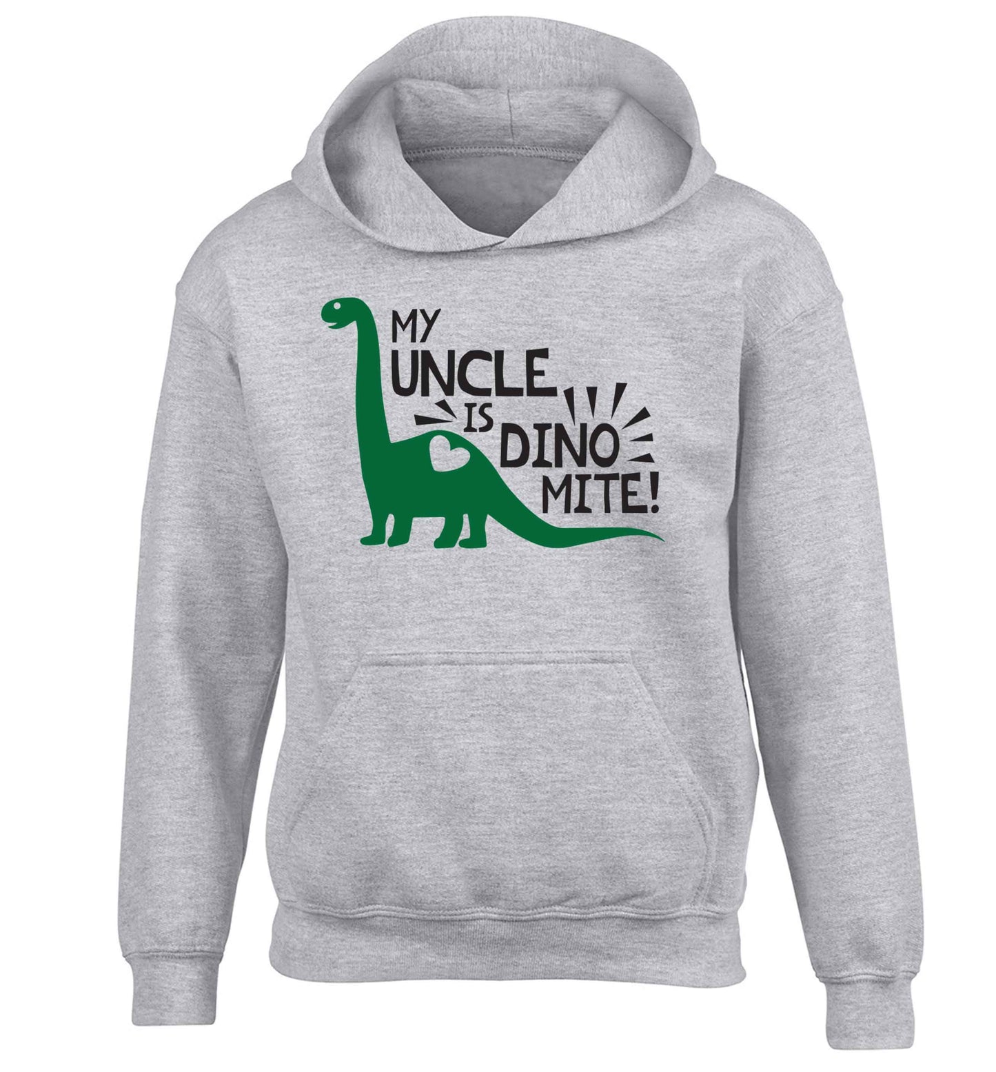 My uncle is dinomite! children's grey hoodie 12-13 Years