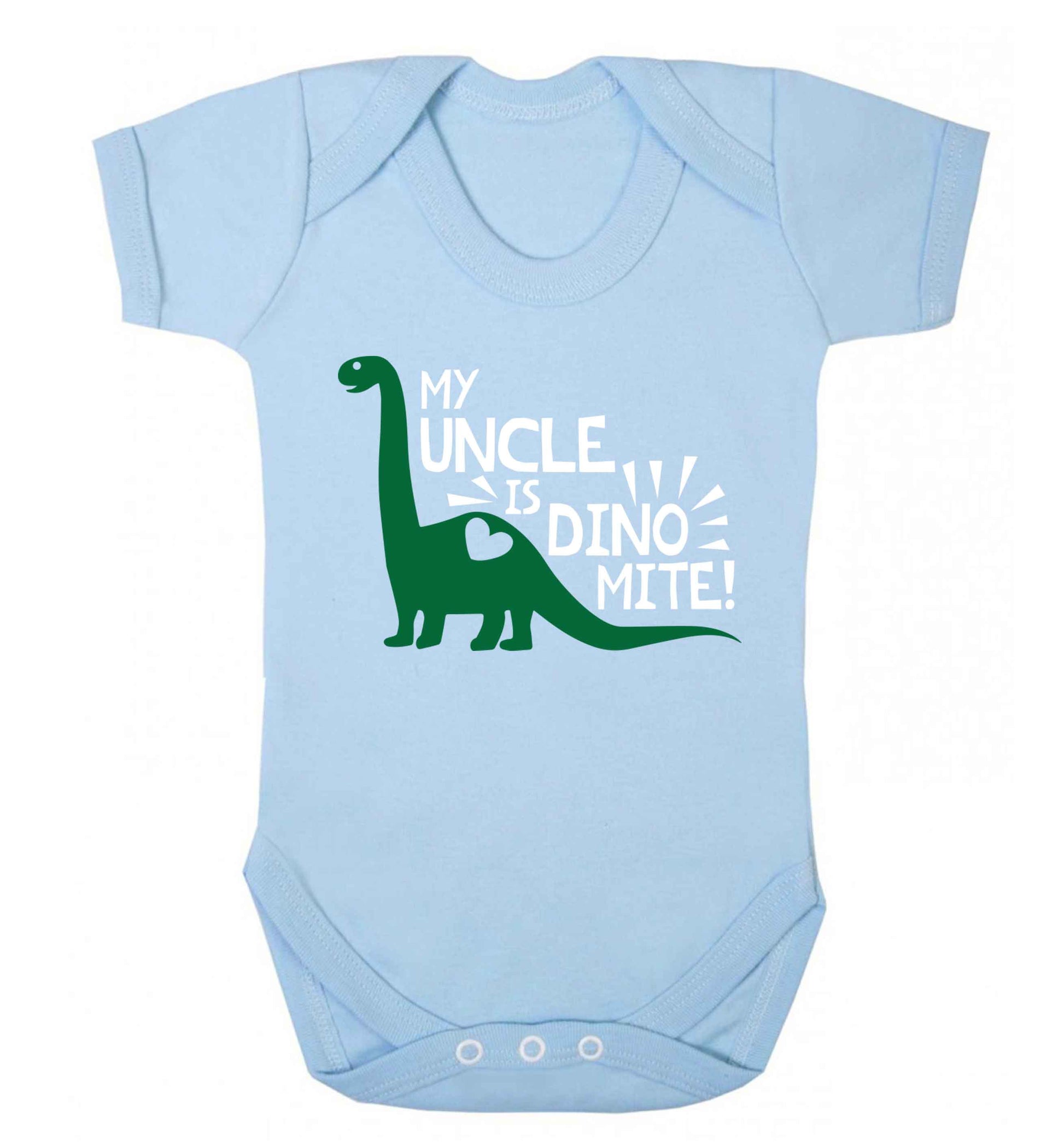 My uncle is dinomite! Baby Vest pale blue 18-24 months